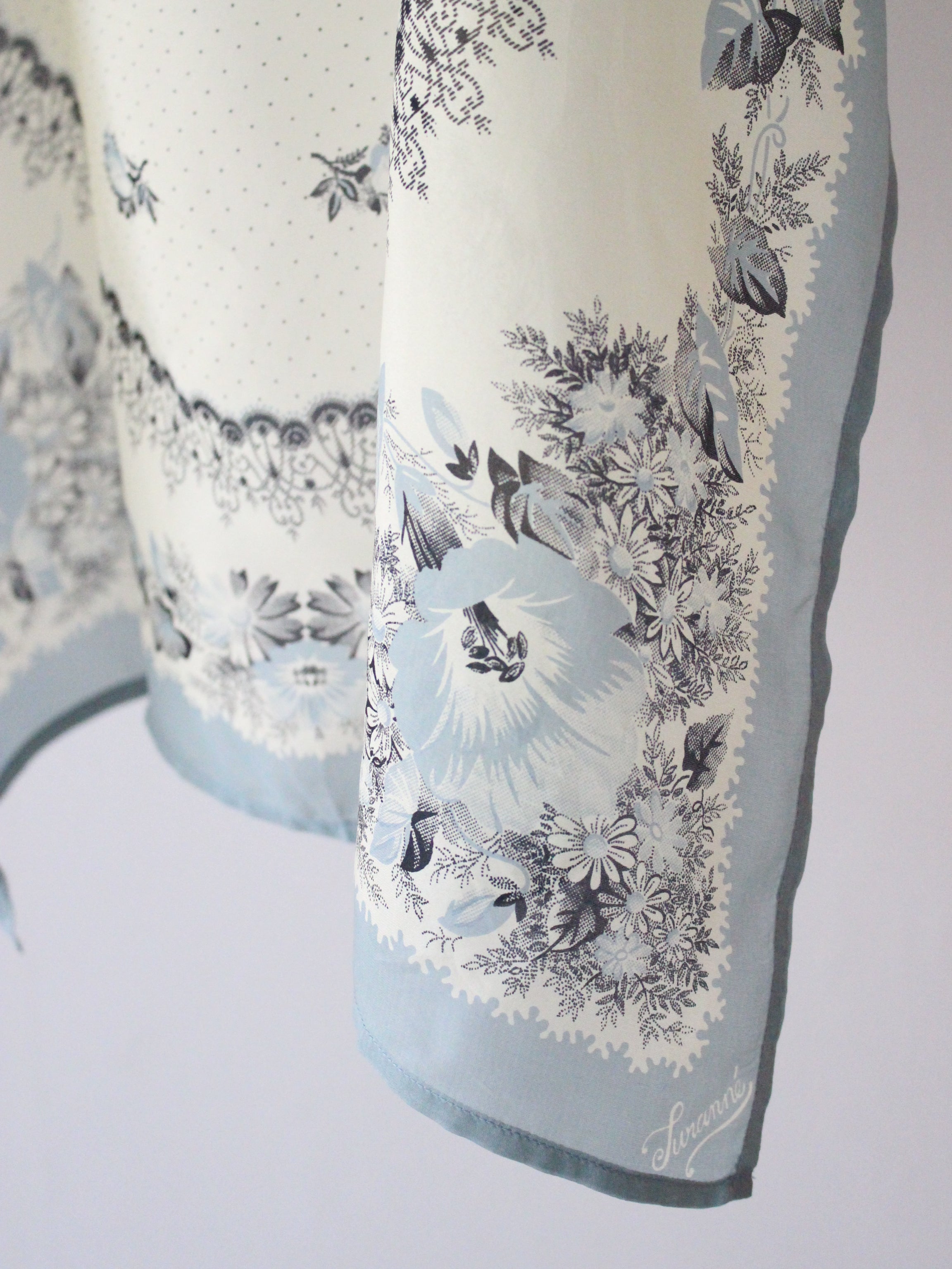 Suranné    Poppies bandana Light blue   "Poppies" print - silk