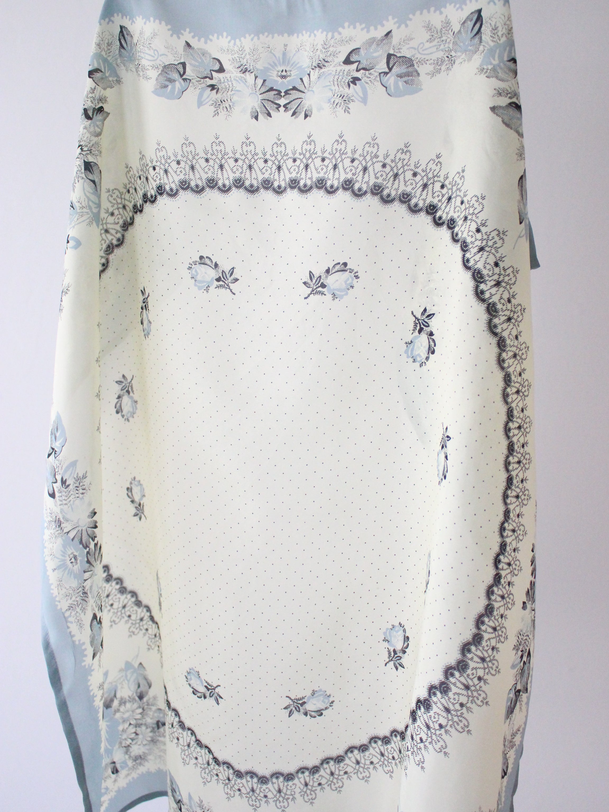 Suranné    Poppies bandana Light blue   "Poppies" print - silk