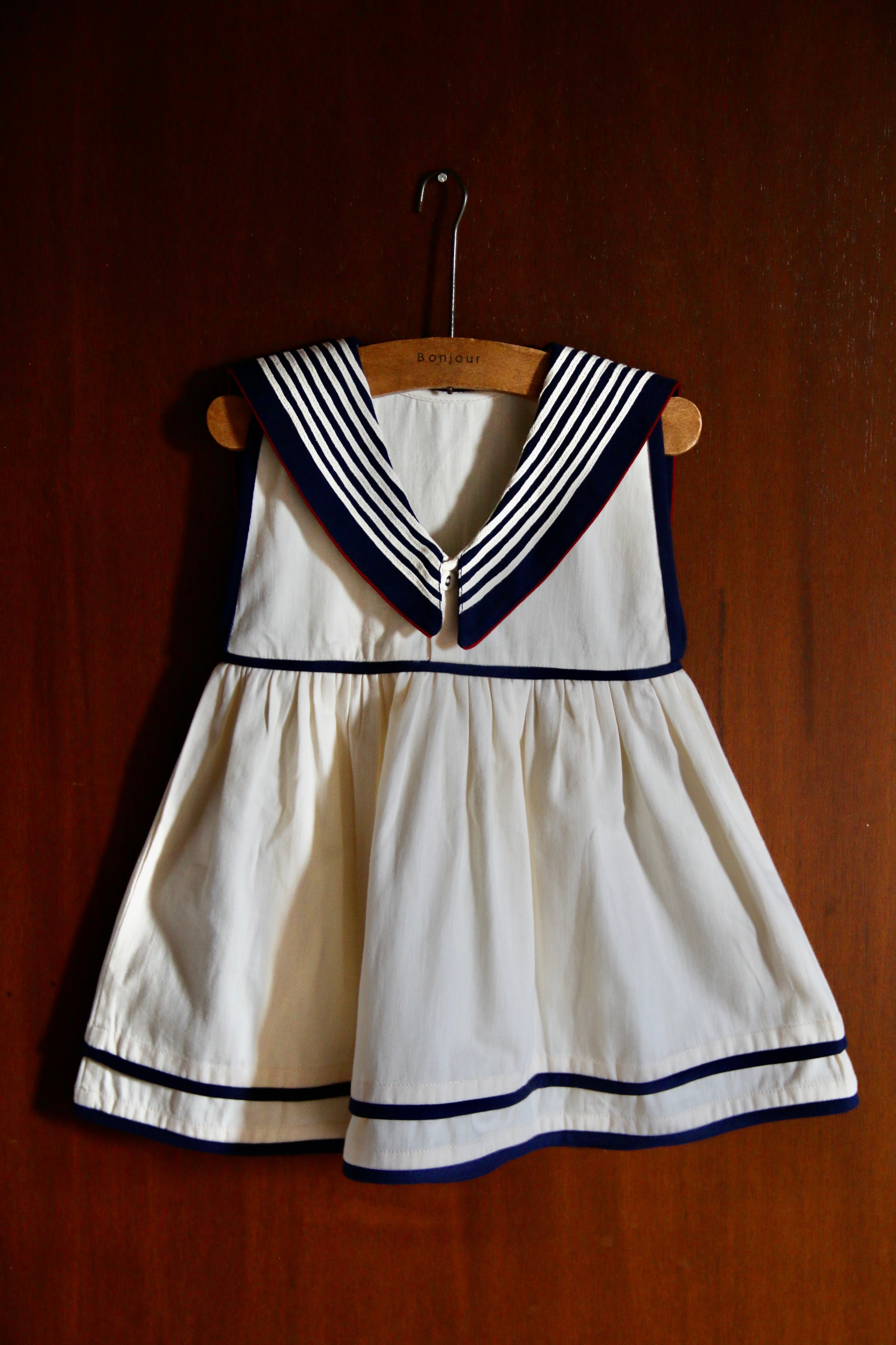 BONJOUR DIARY    Sailor dress Ivory solid Denim