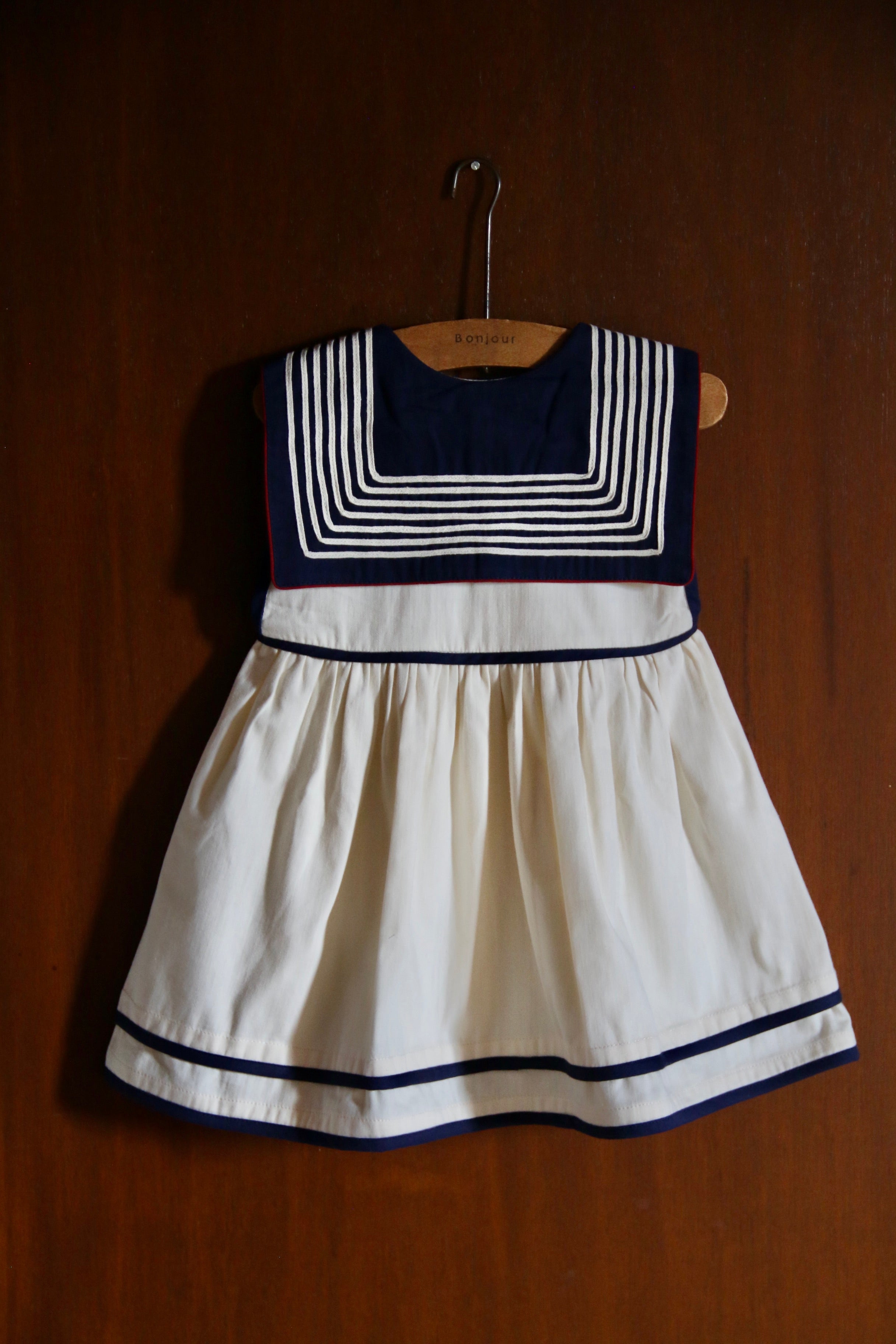 BONJOUR DIARY    Sailor dress Ivory solid Denim
