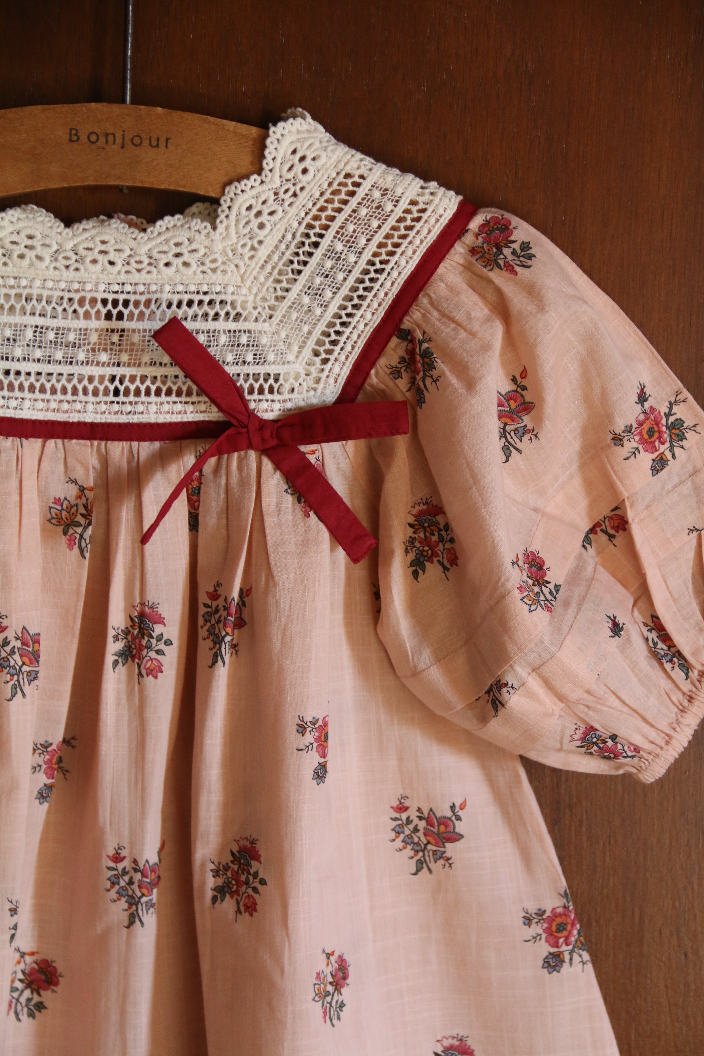 BONJOUR DIARY Princess dress Pink garden flowers print - cotton voile
