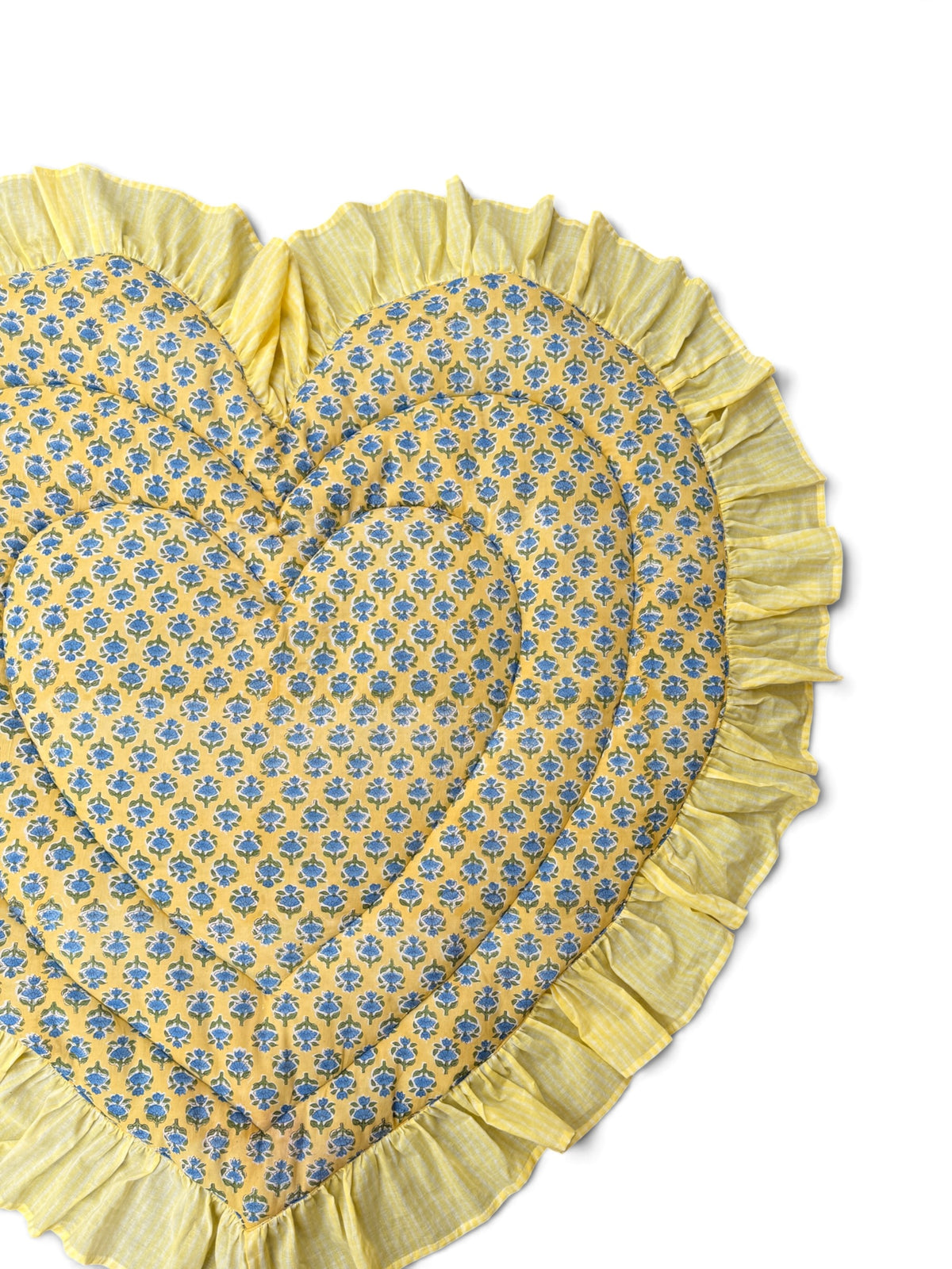 saruche  Heart Frill Mat　Yellow and Blue Flower