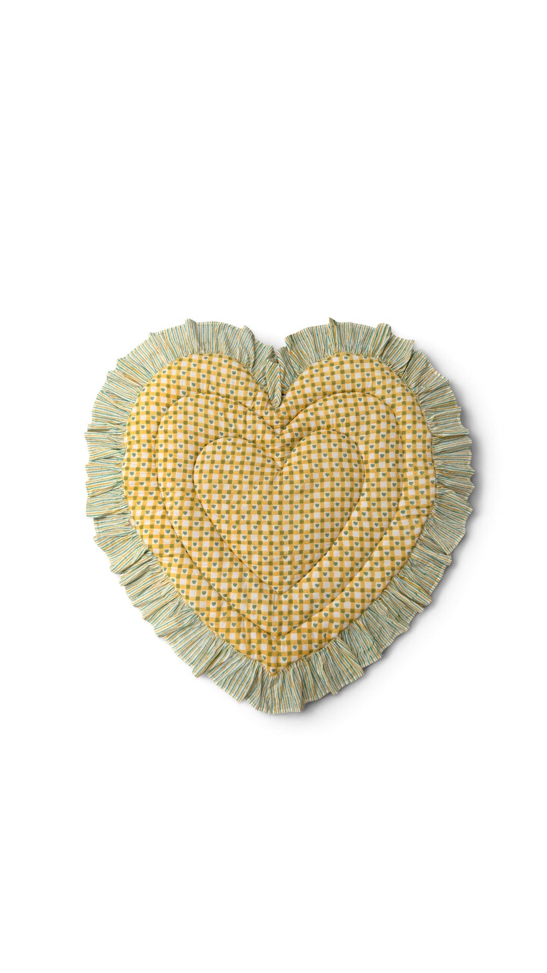 saruche  Heart Frill Mat　Yellow Heart Checks