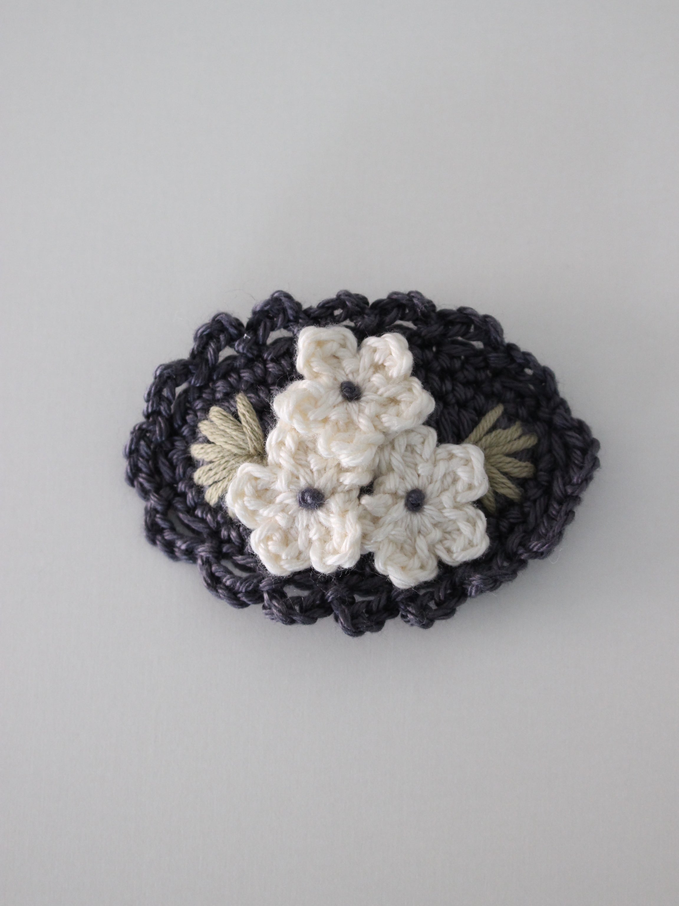 little cotton clothes  Crochet Hair Clip Flower Trio
