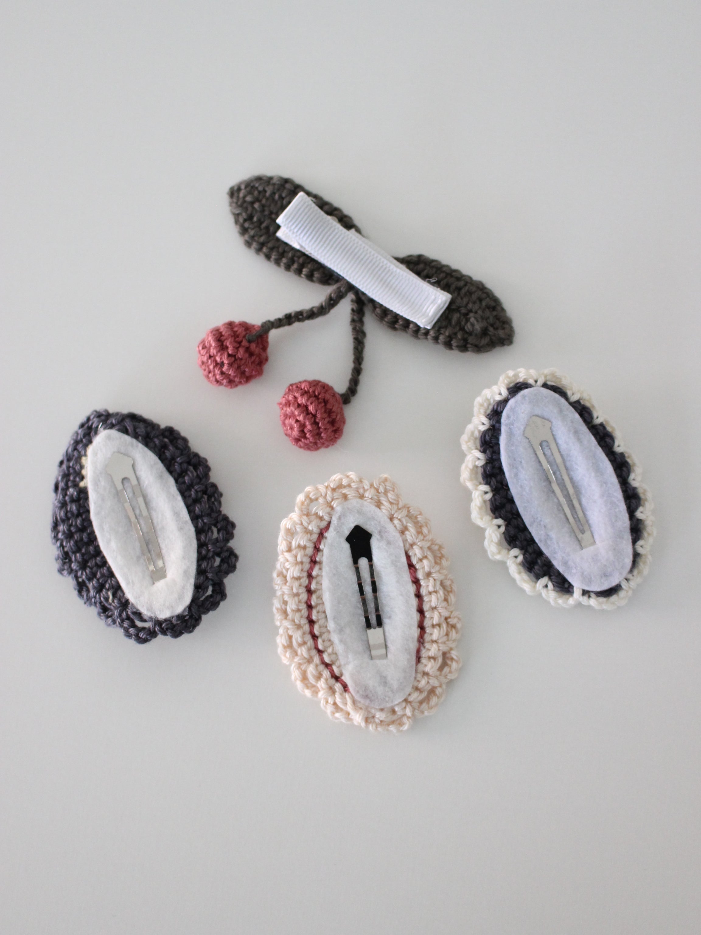 little cotton clothes  Crochet Hair Clip Cherries