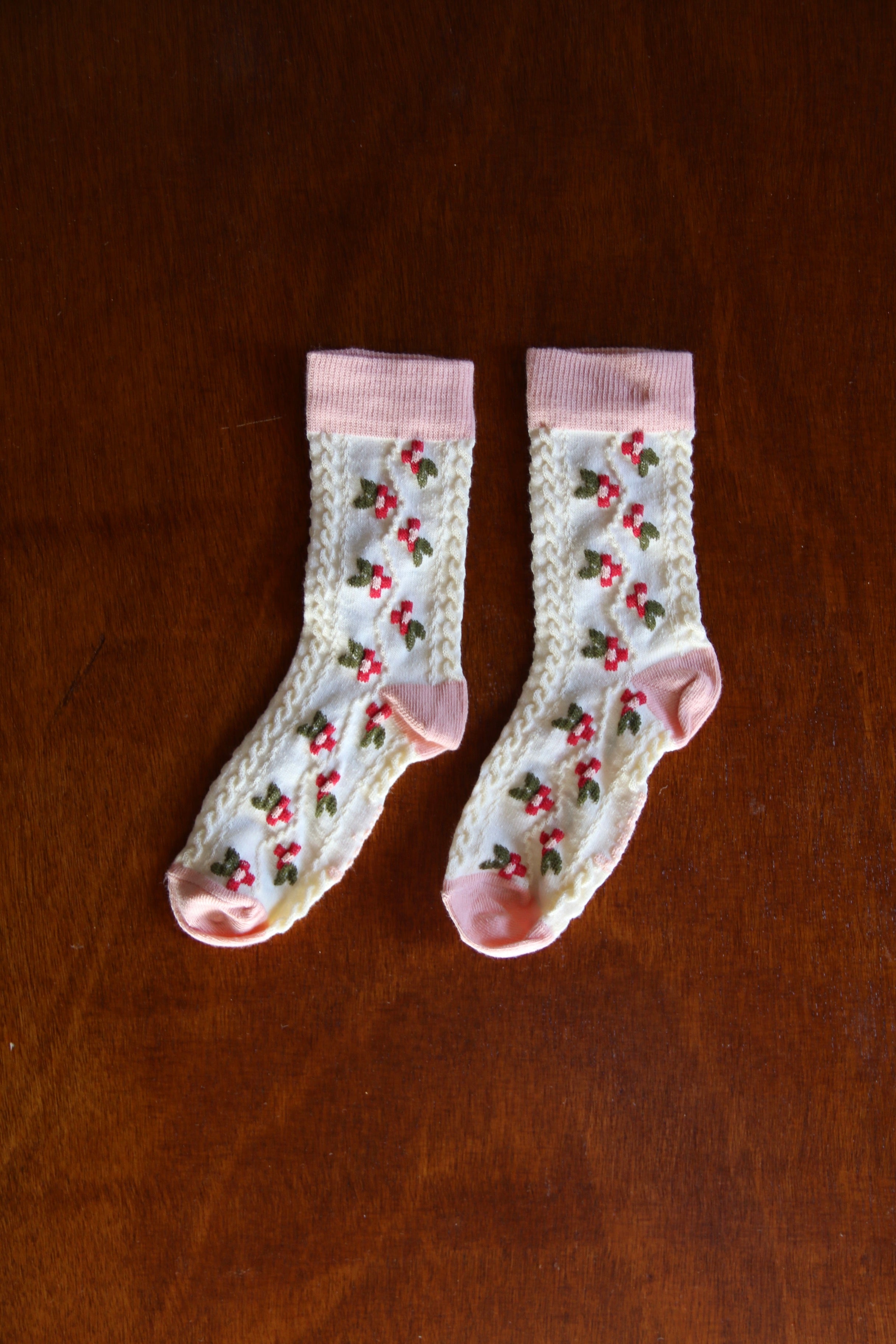 BONJOUR DIARY   "Farandole" flower socks Pink