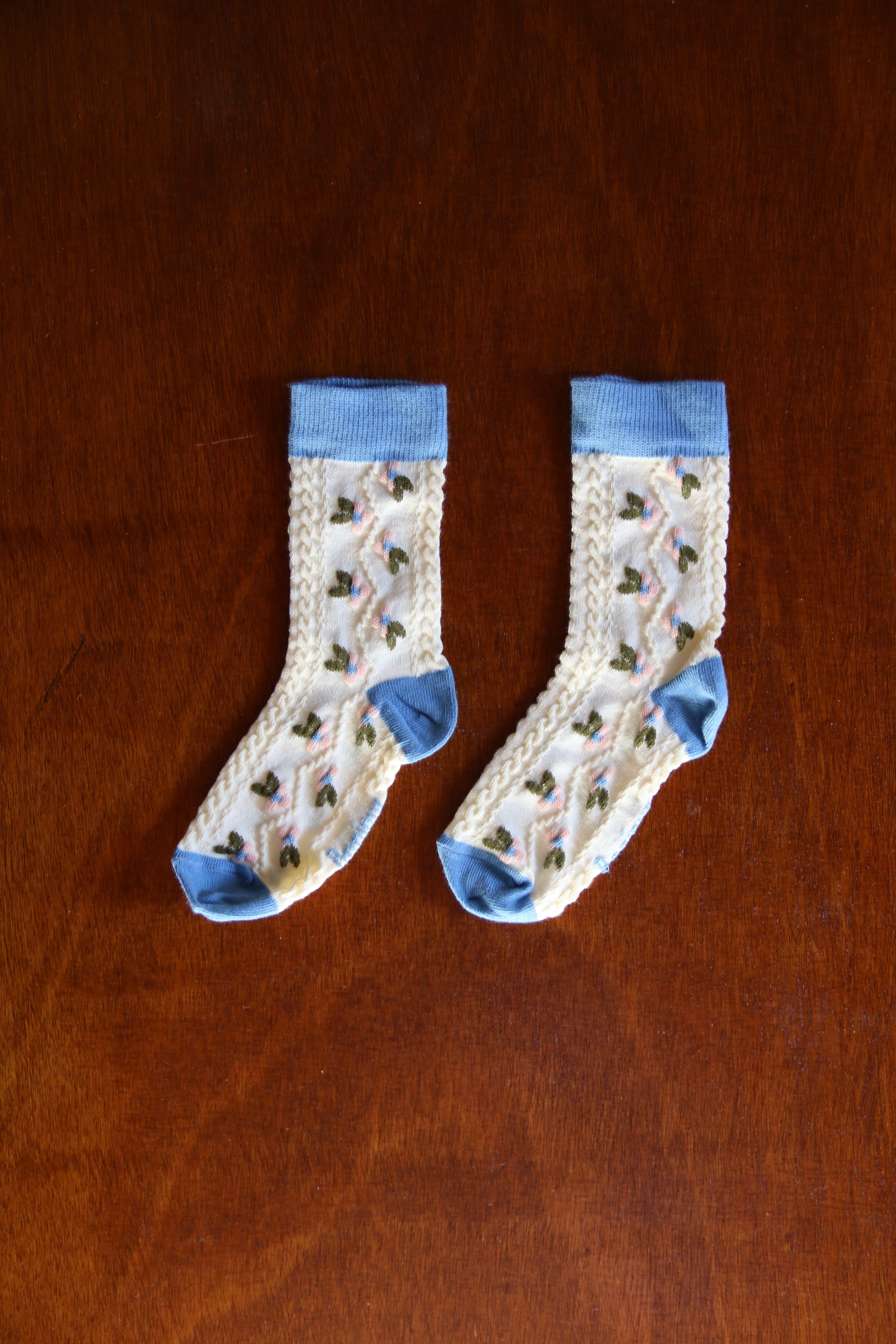 BONJOUR DIARY   "Farandole" flower socks Blue