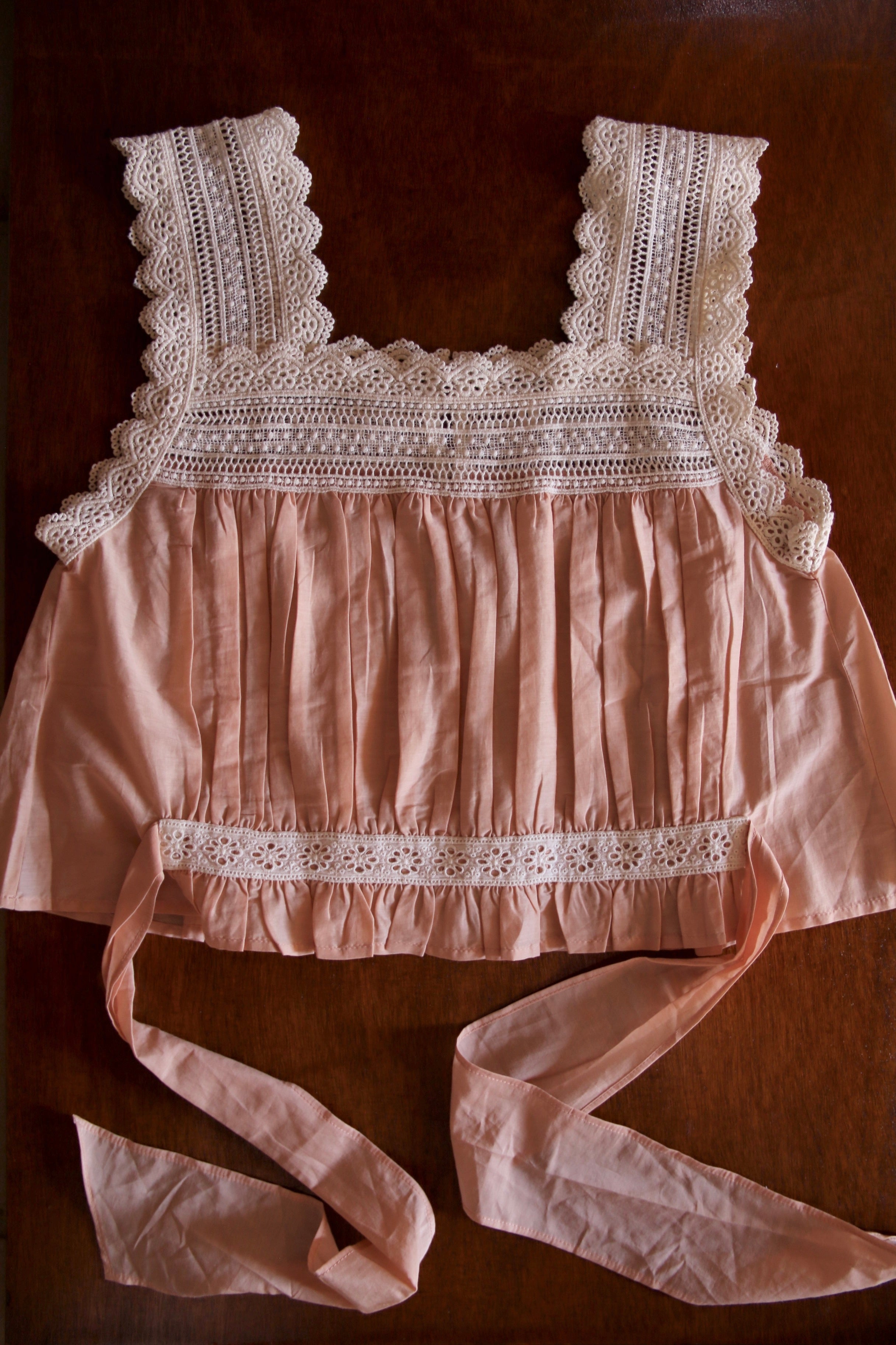 Suranné    Top with lace Pink cotton silk   大人SIZE