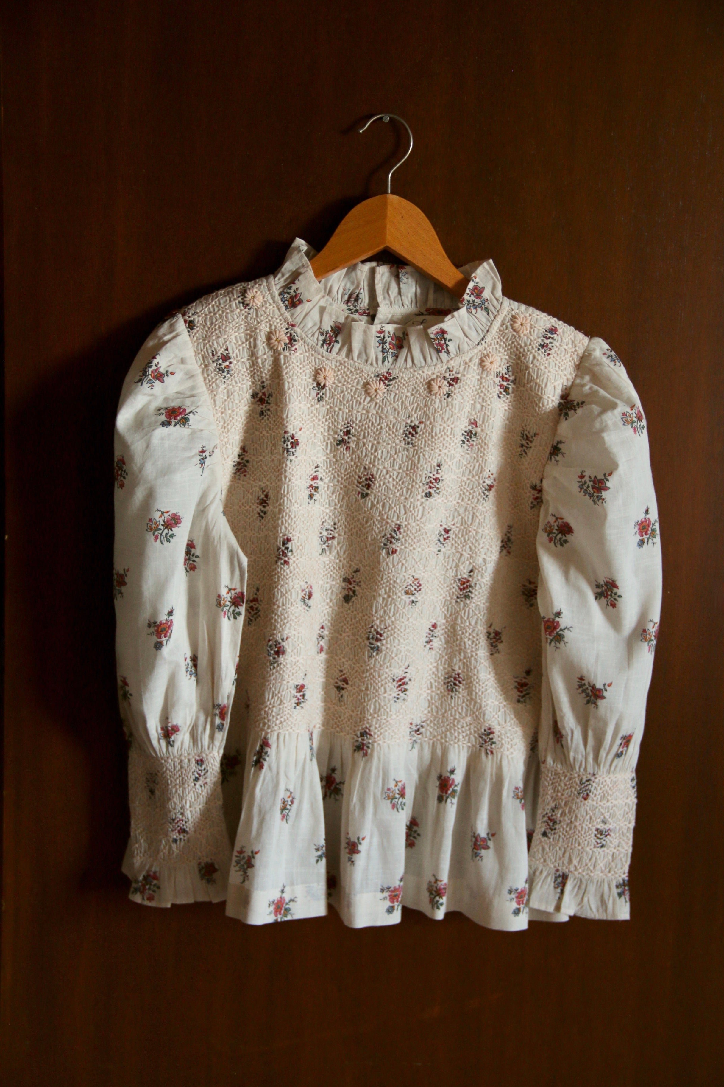 Suranné    Handsmock blouse Garden print - organic slub voile 大人SIZE