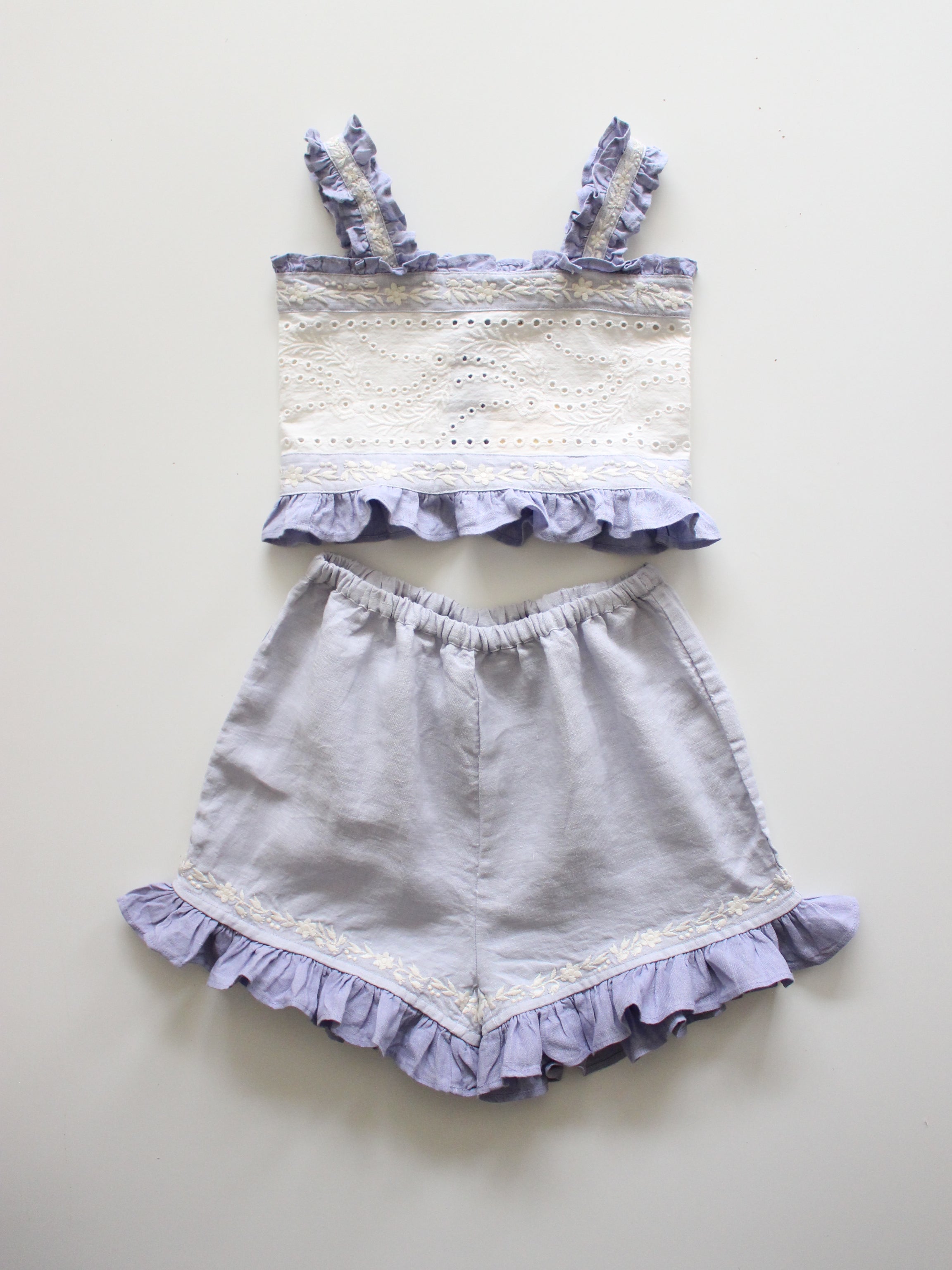 APOLINA THEODORA SHORT SET BLUE-LILAC/LILAC-GREY