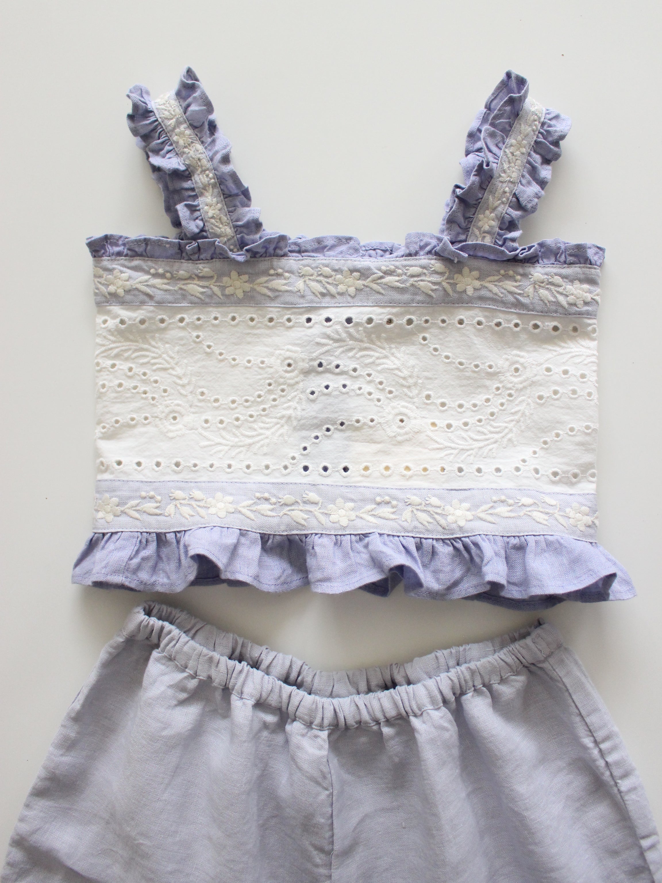 APOLINA THEODORA SHORT SET BLUE-LILAC/LILAC-GREY