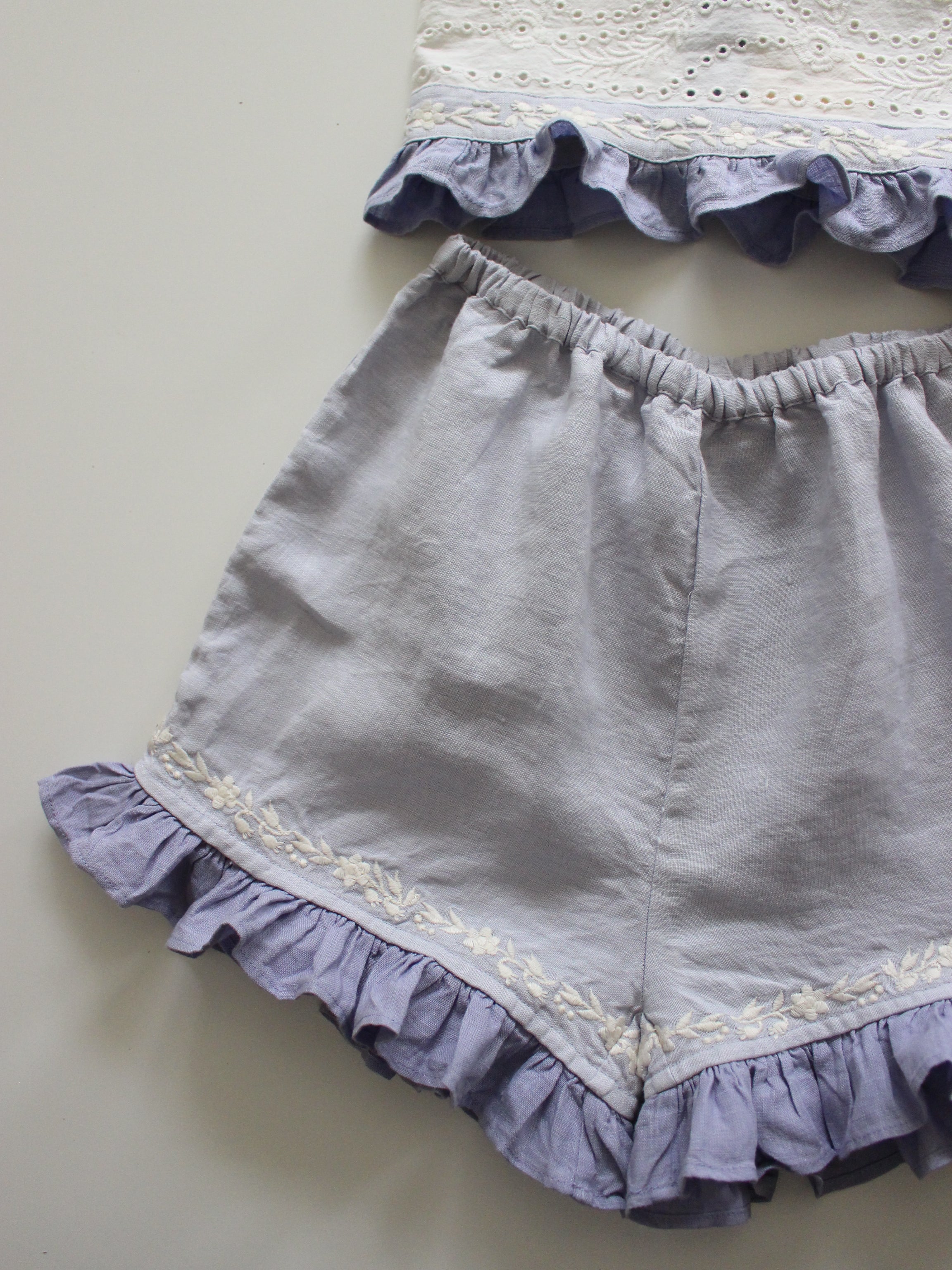APOLINA THEODORA SHORT SET BLUE-LILAC/LILAC-GREY