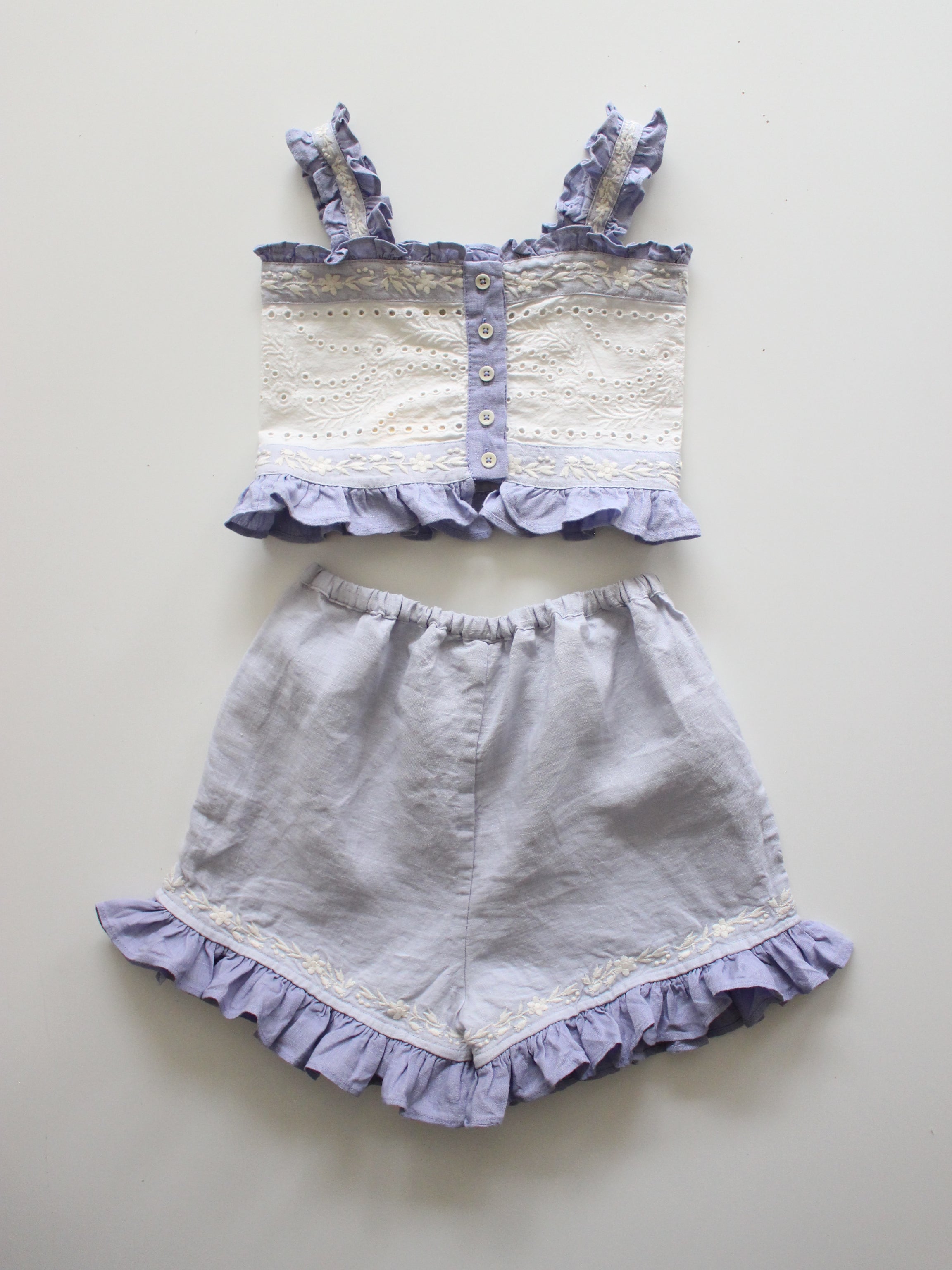 APOLINA THEODORA SHORT SET BLUE-LILAC/LILAC-GREY