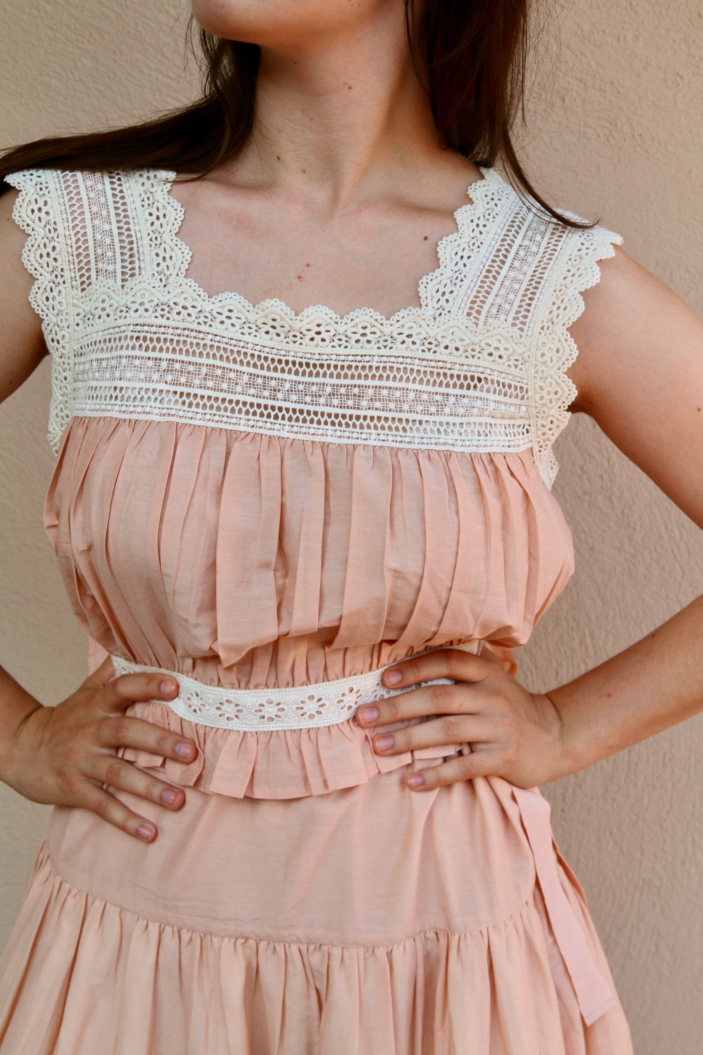 Suranné    Top with lace Pink cotton silk   大人SIZE