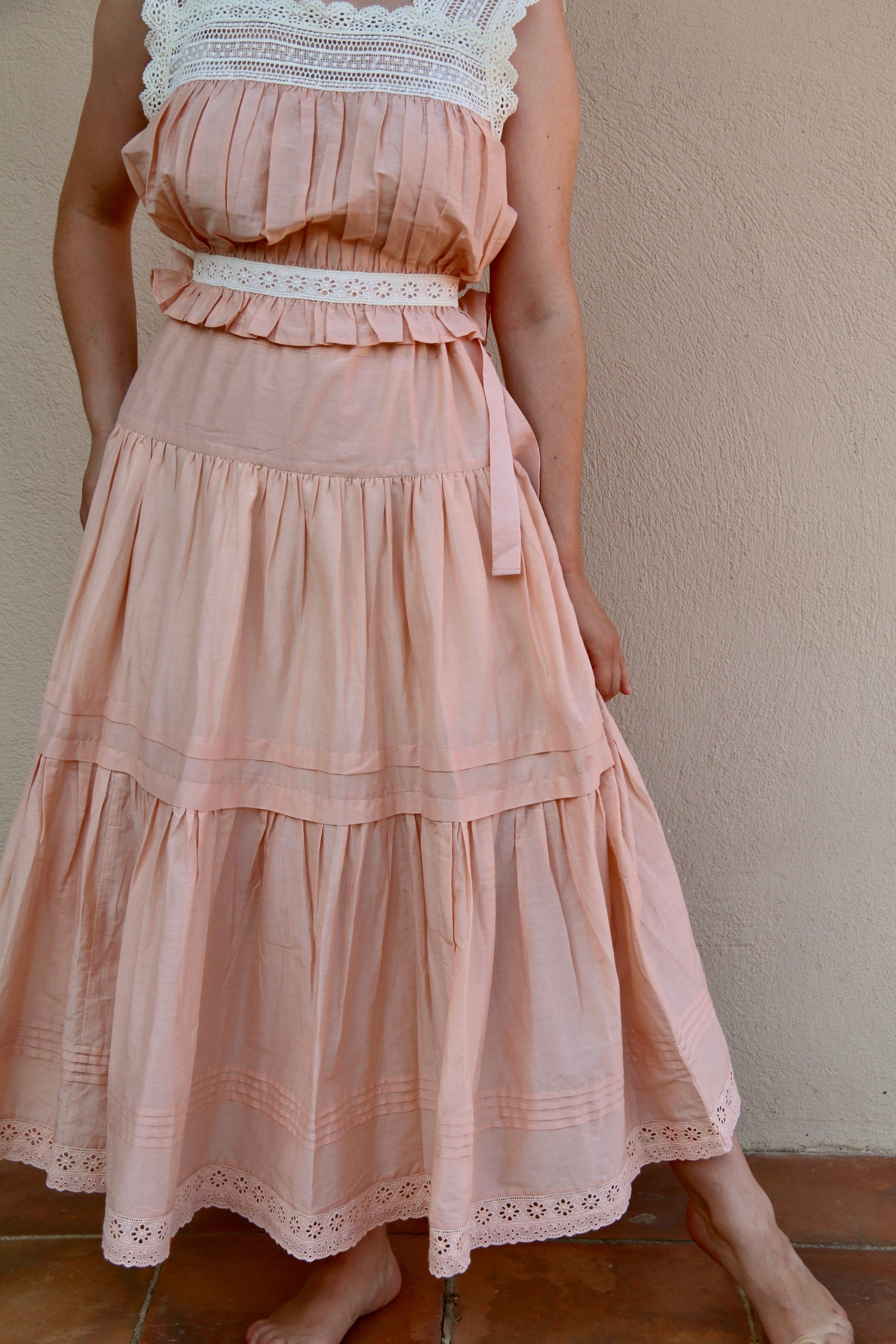 Suranné    Top with lace Pink cotton silk   大人SIZE