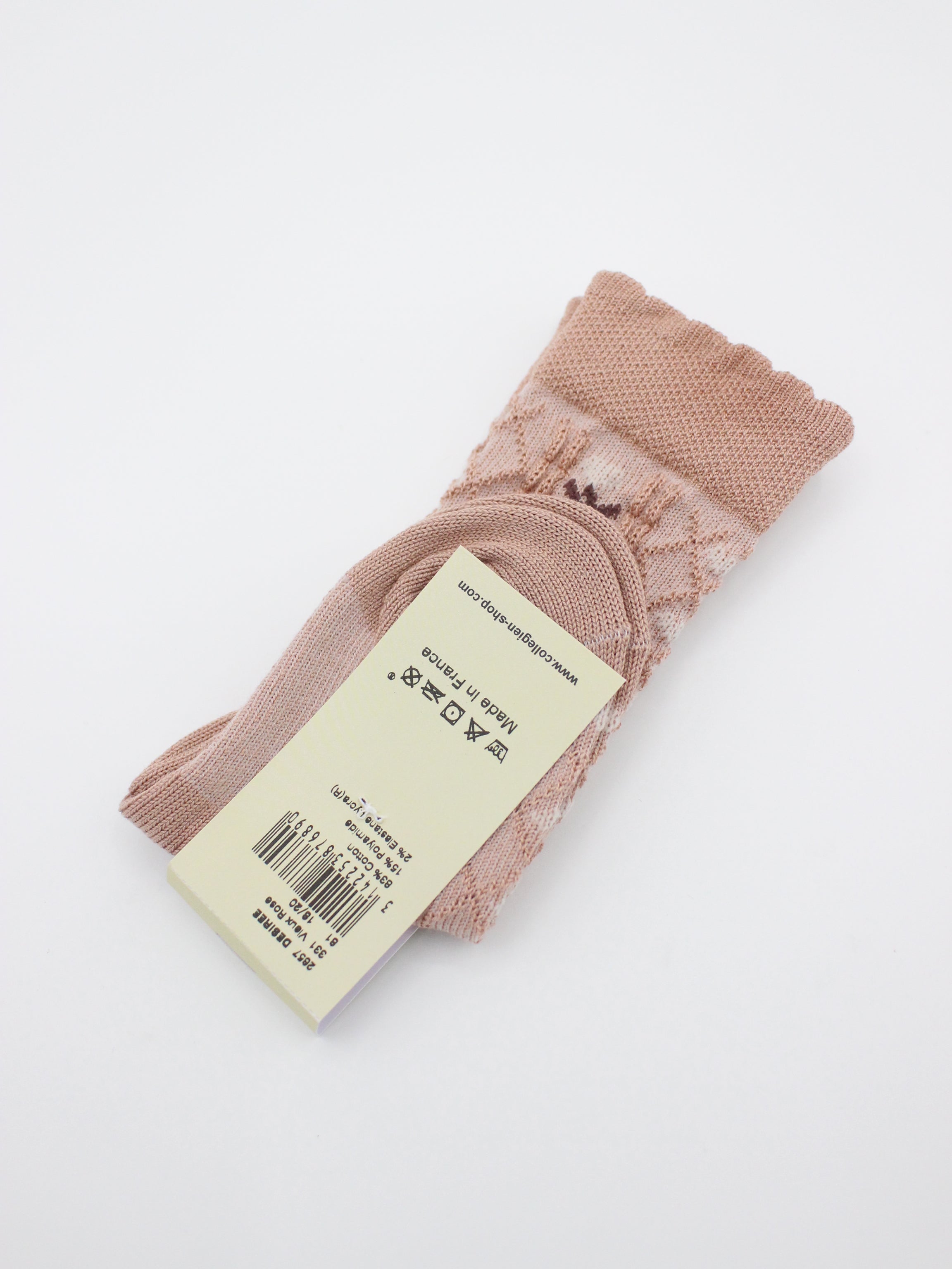 collegien Desiree Jacquard Hearts and Flowers Knee-high Socks vieux rose
