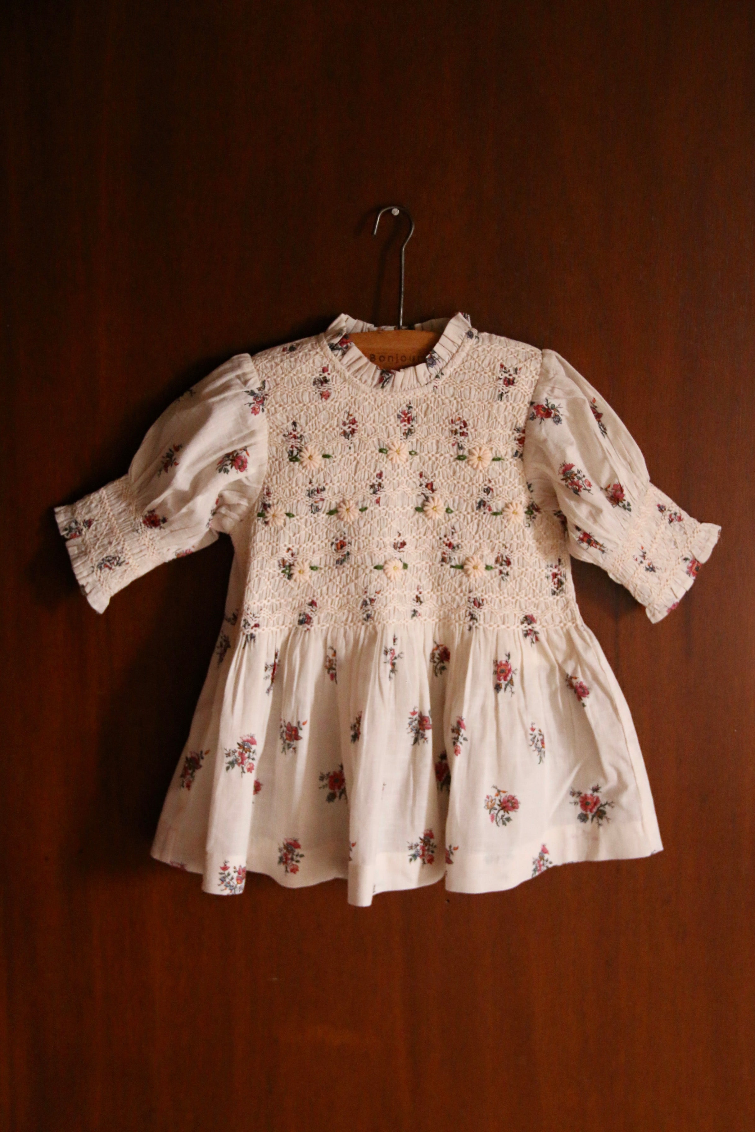 美品⭐︎Bonjour diary TUNIQUE handsmock BONJOUR DIARY Handsmocks blouse Garden flowers print - cotton voile