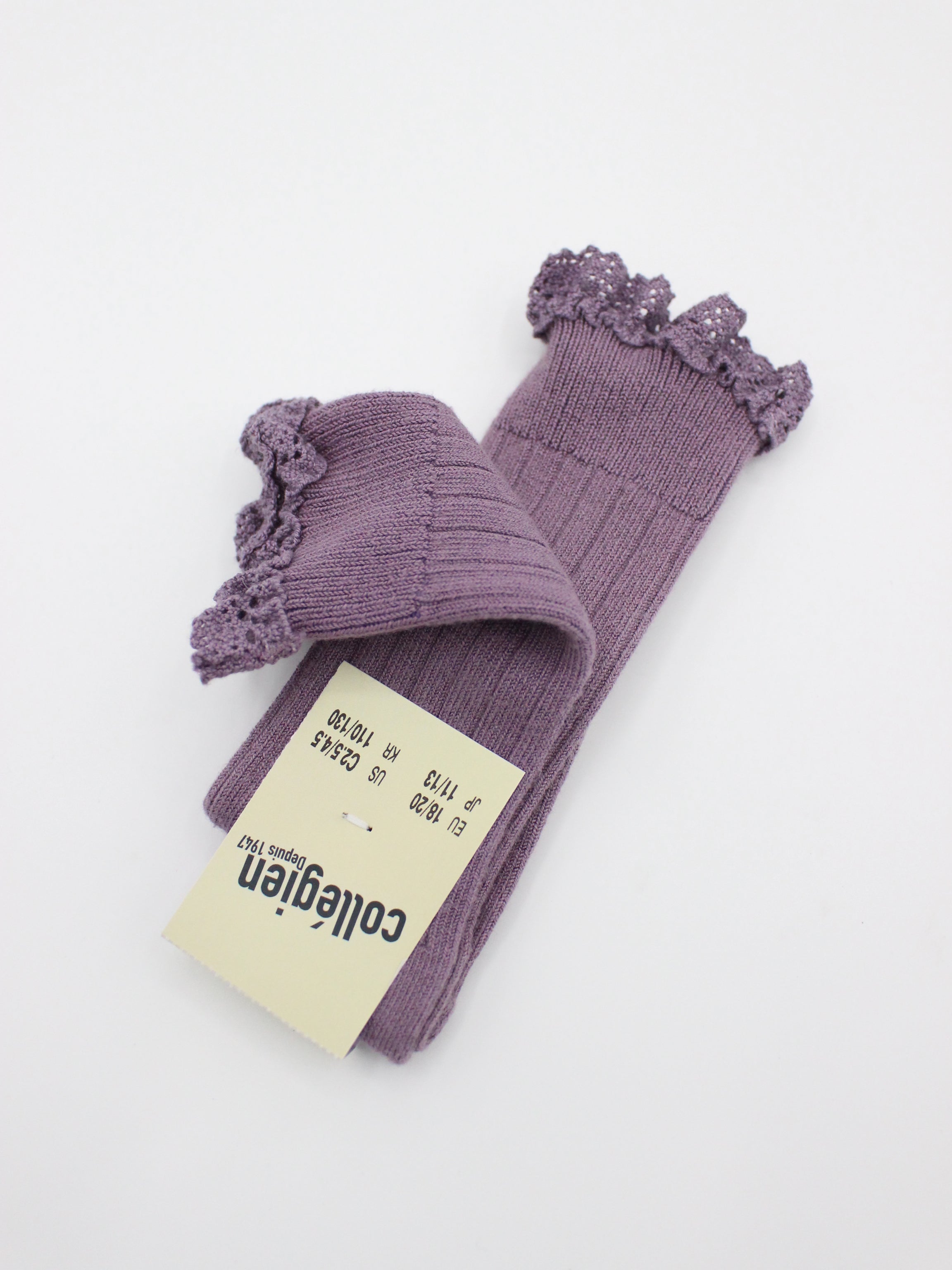 collegien Josephine Lace Trim Knee High Socks  glycine du japon