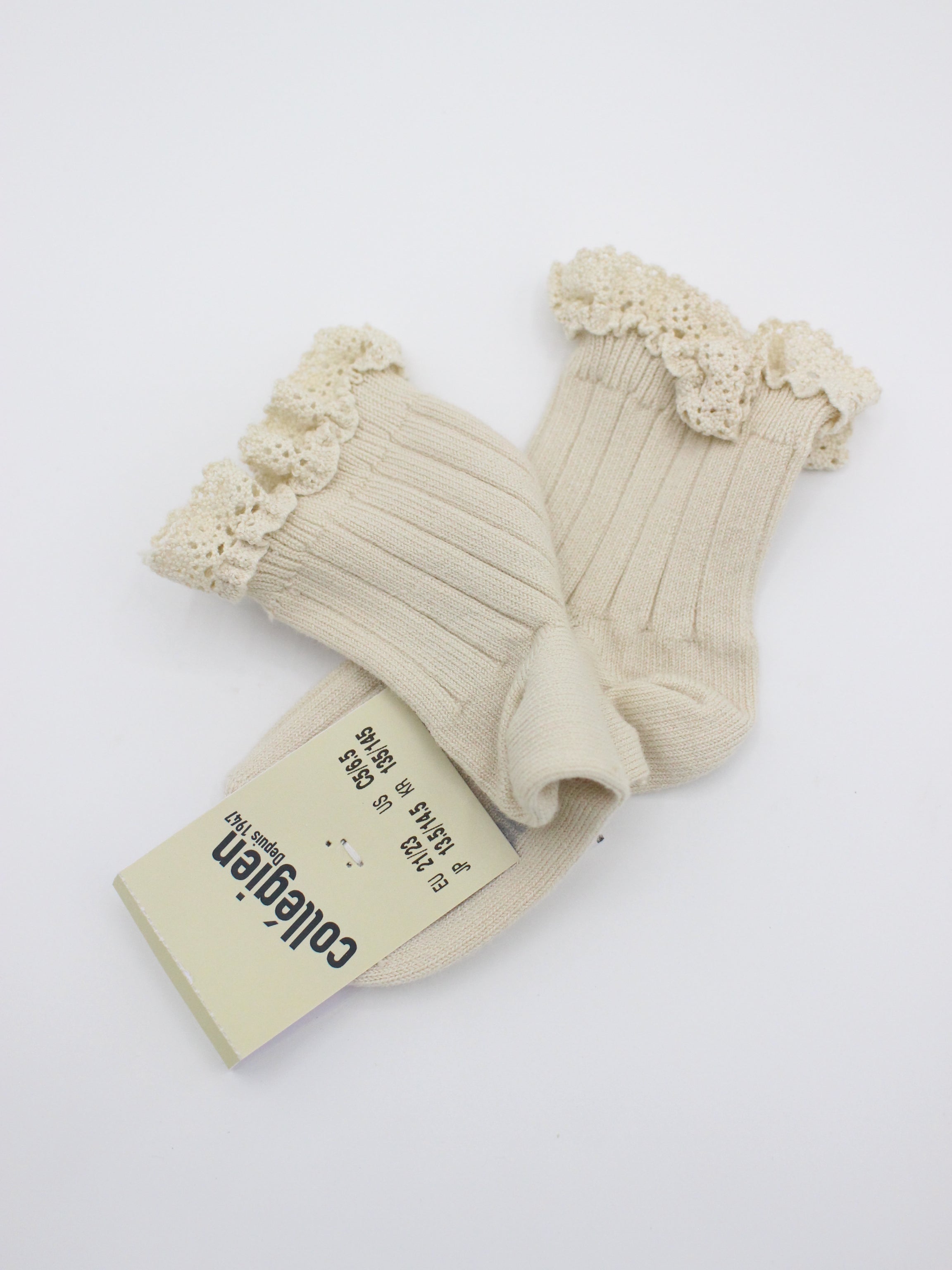 collegien  Lili - Lace Trim Ribbed Ankle Socks  doux agneaux