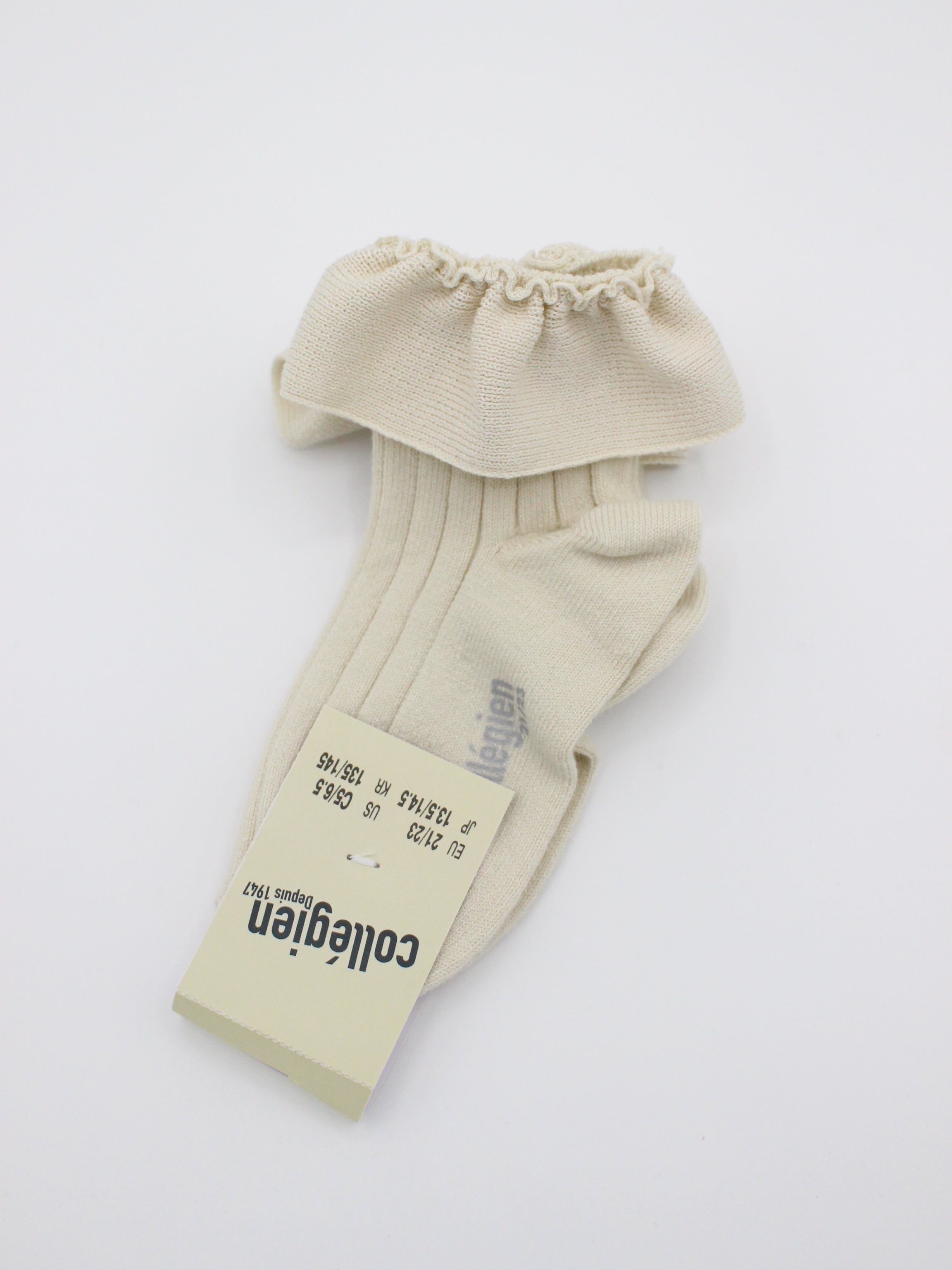 collegien  Ludivine - Ribbed Ankle Socks with Jersey Ruffle  doux agneaux