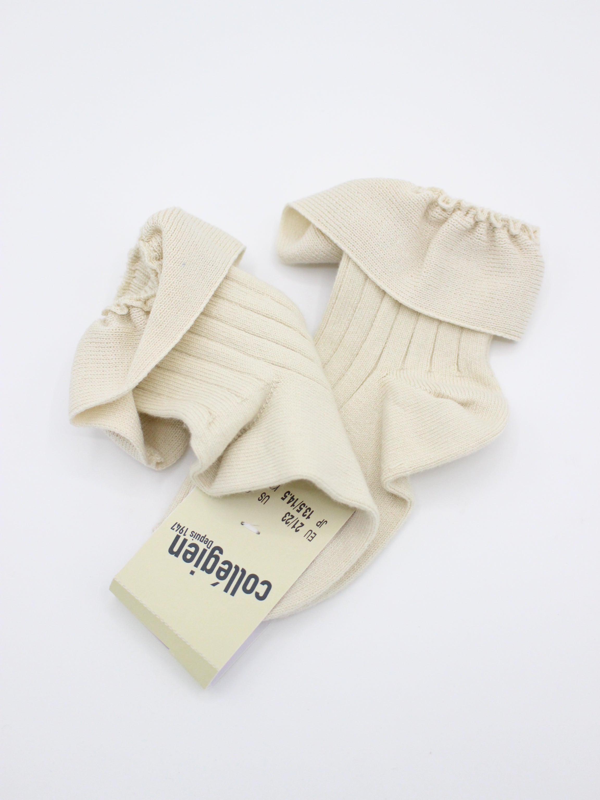 collegien  Ludivine - Ribbed Ankle Socks with Jersey Ruffle  doux agneaux