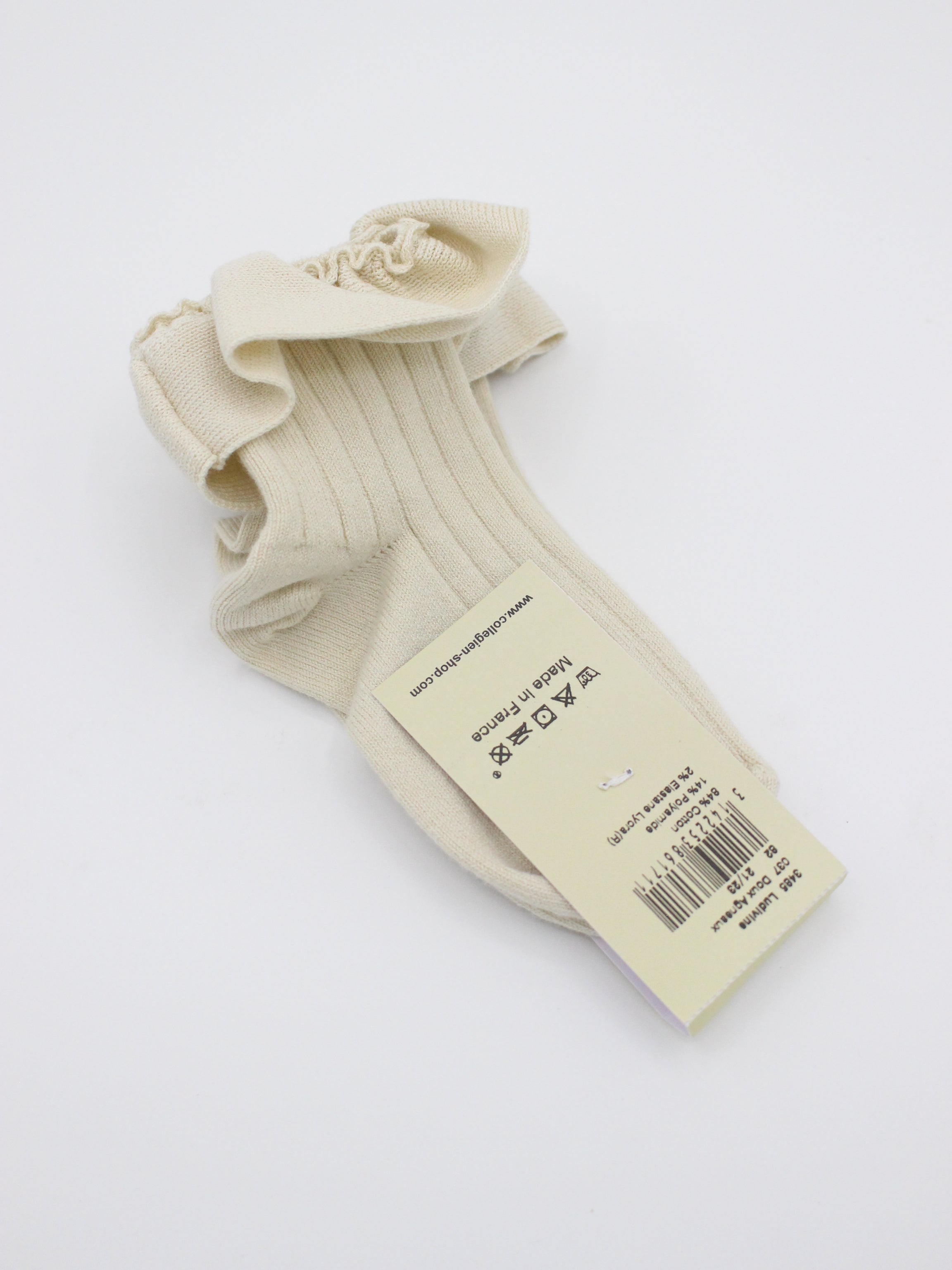 collegien  Ludivine - Ribbed Ankle Socks with Jersey Ruffle  doux agneaux