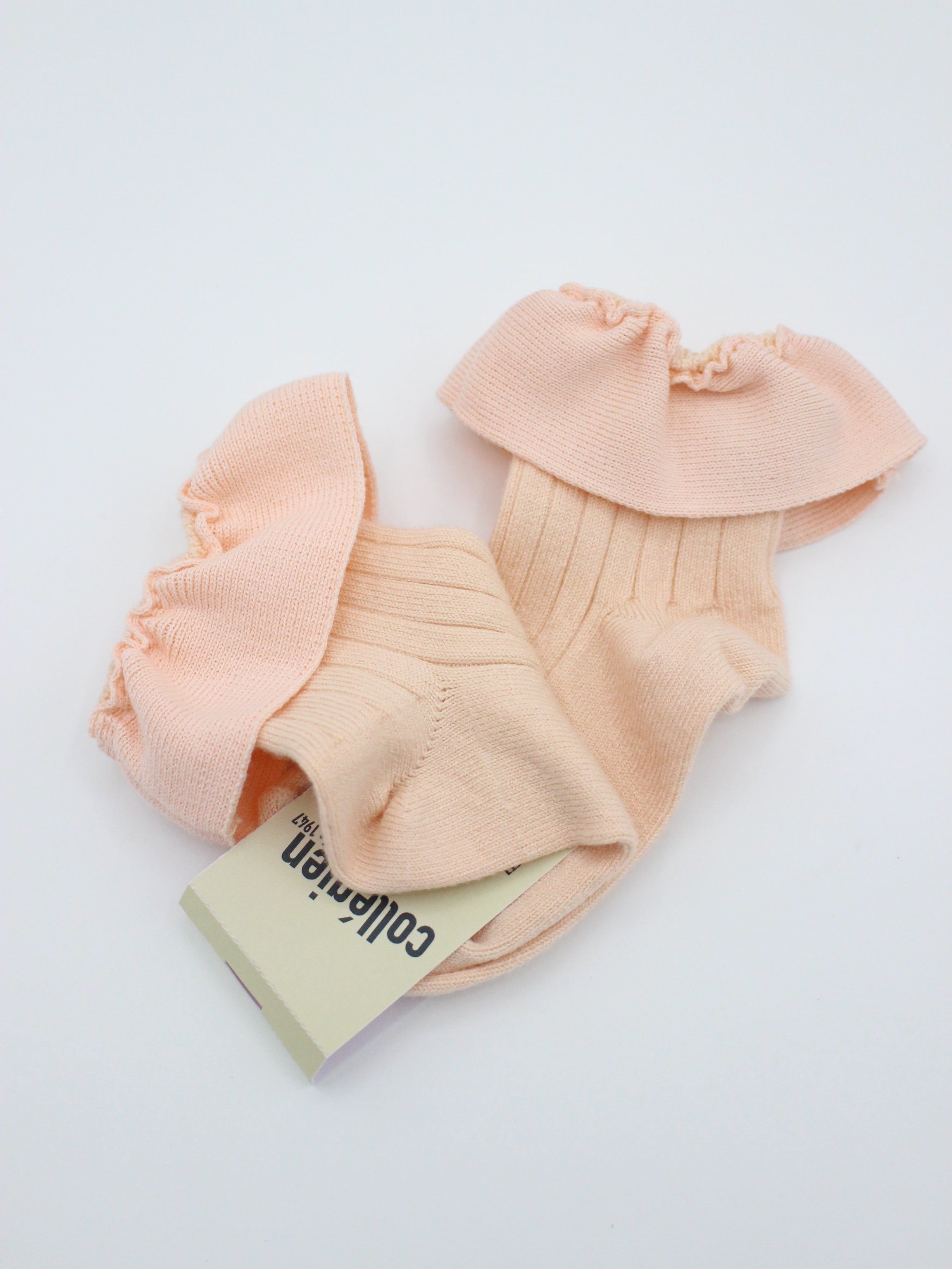 collegien  Ludivine - Ribbed Ankle Socks with Jersey Ruffle  sorbet