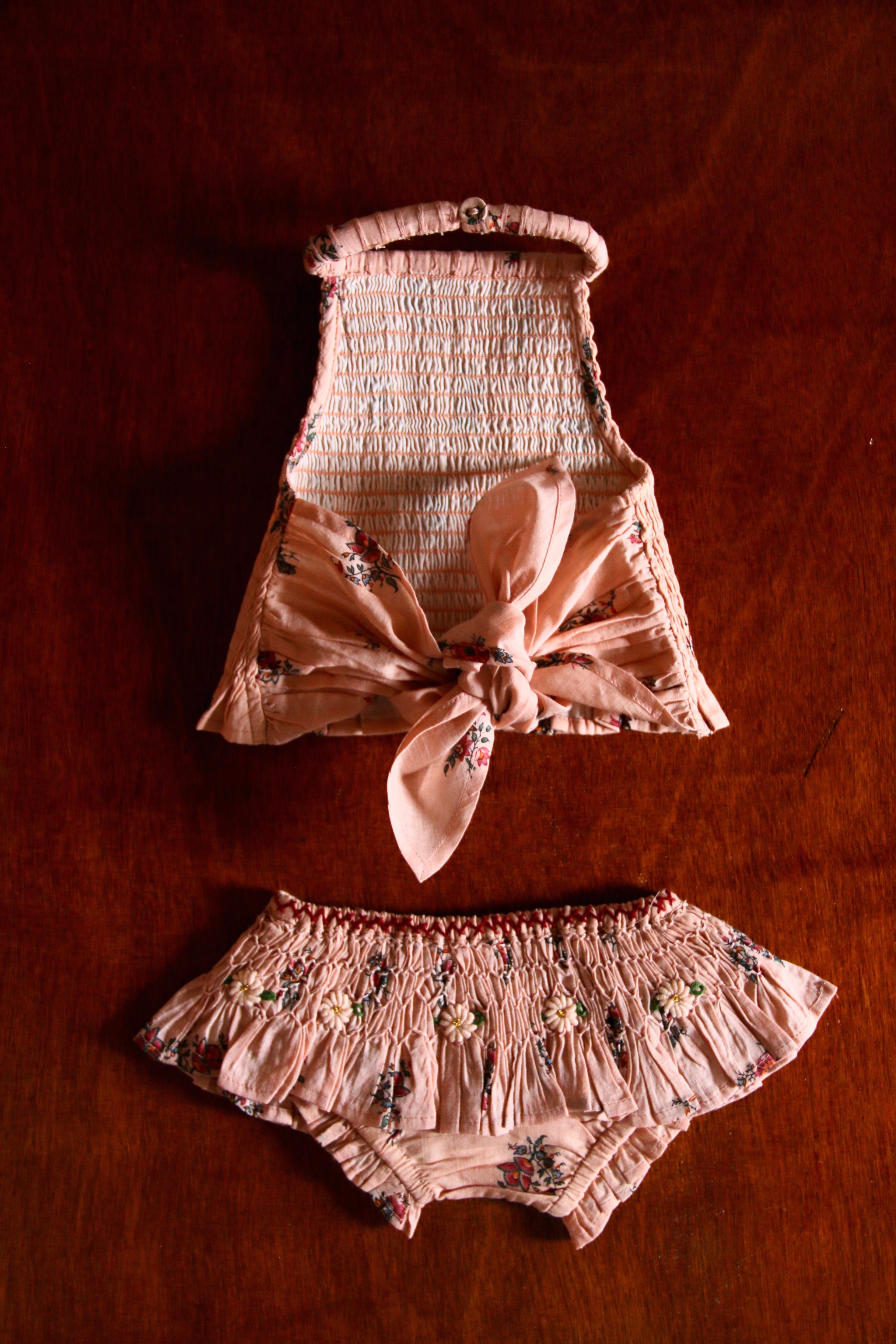 BONJOUR DIARY  Swimsuit Pink garden flowers print - cotton voile