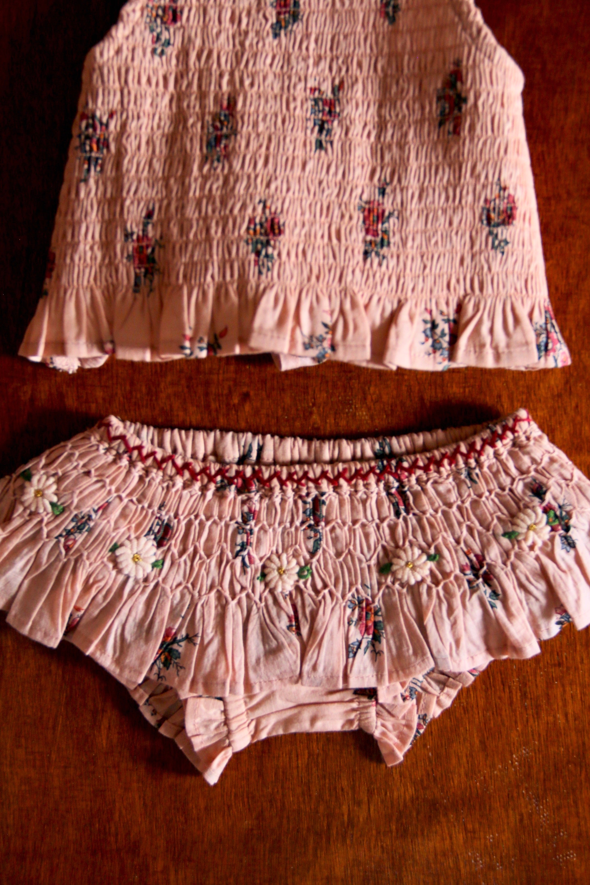 BONJOUR DIARY  Swimsuit Pink garden flowers print - cotton voile