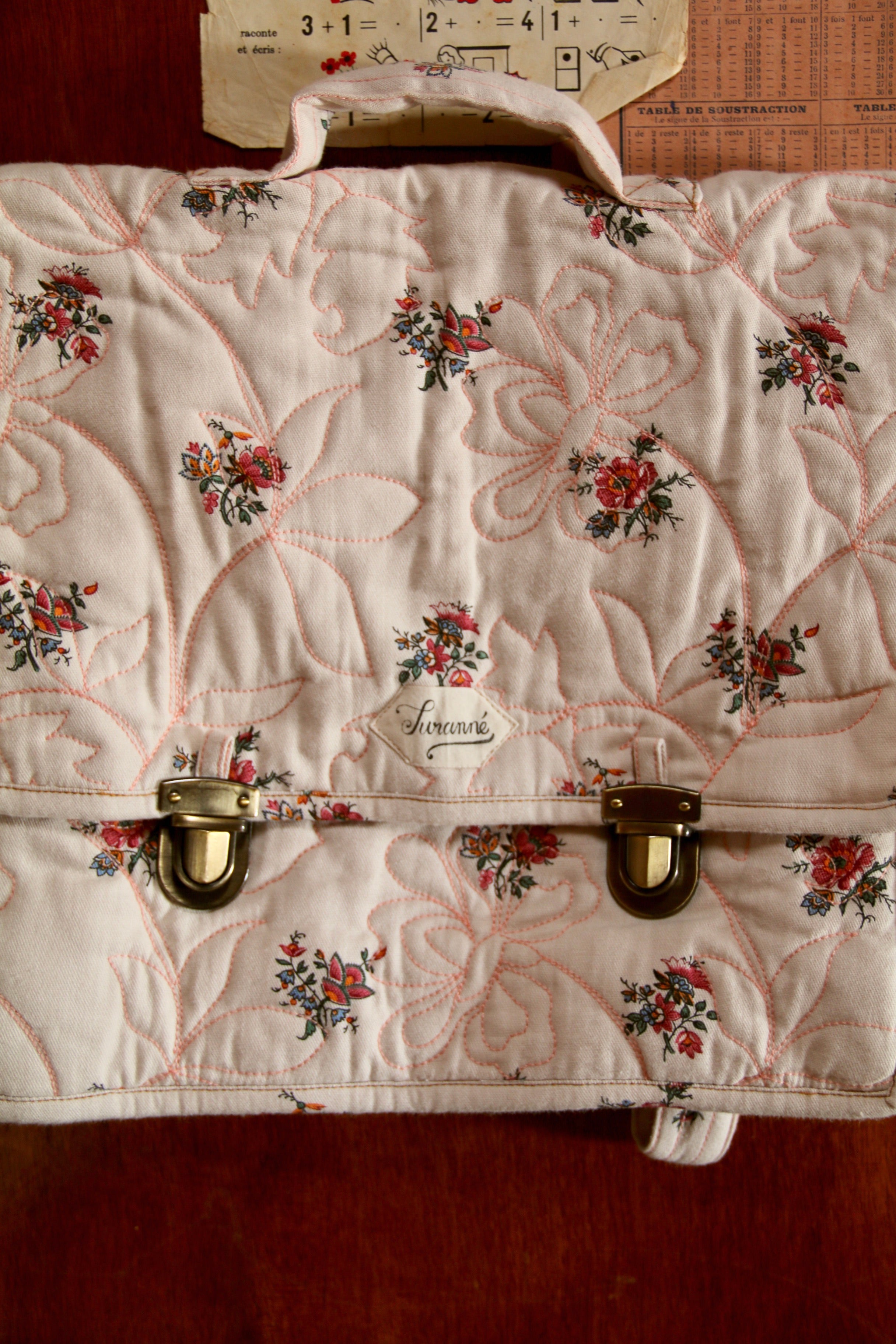 BONJOUR DIARY   School bag Garden flower print - DENIM　