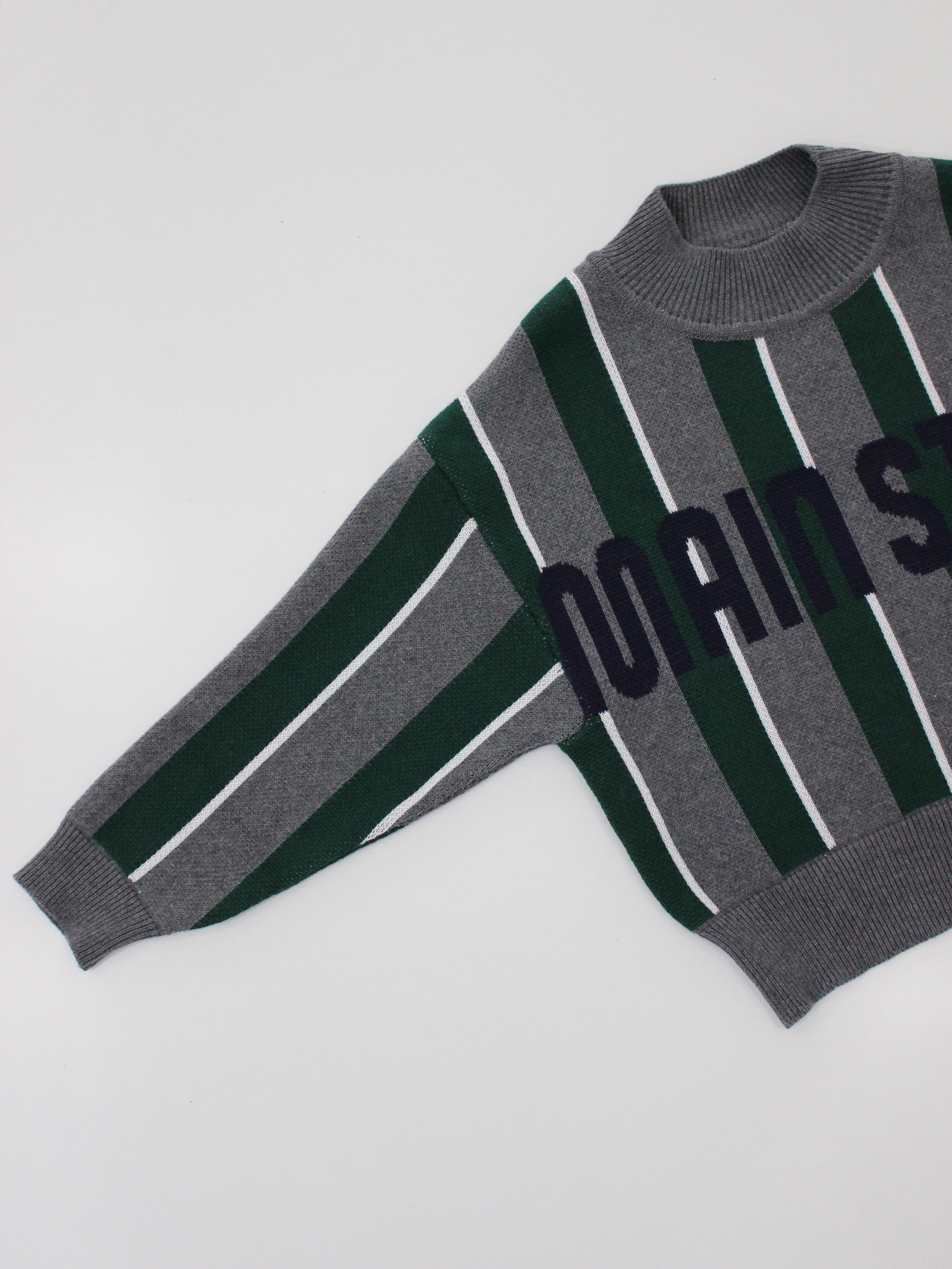 main story  Sporty Knit  Grey Melange Stripe