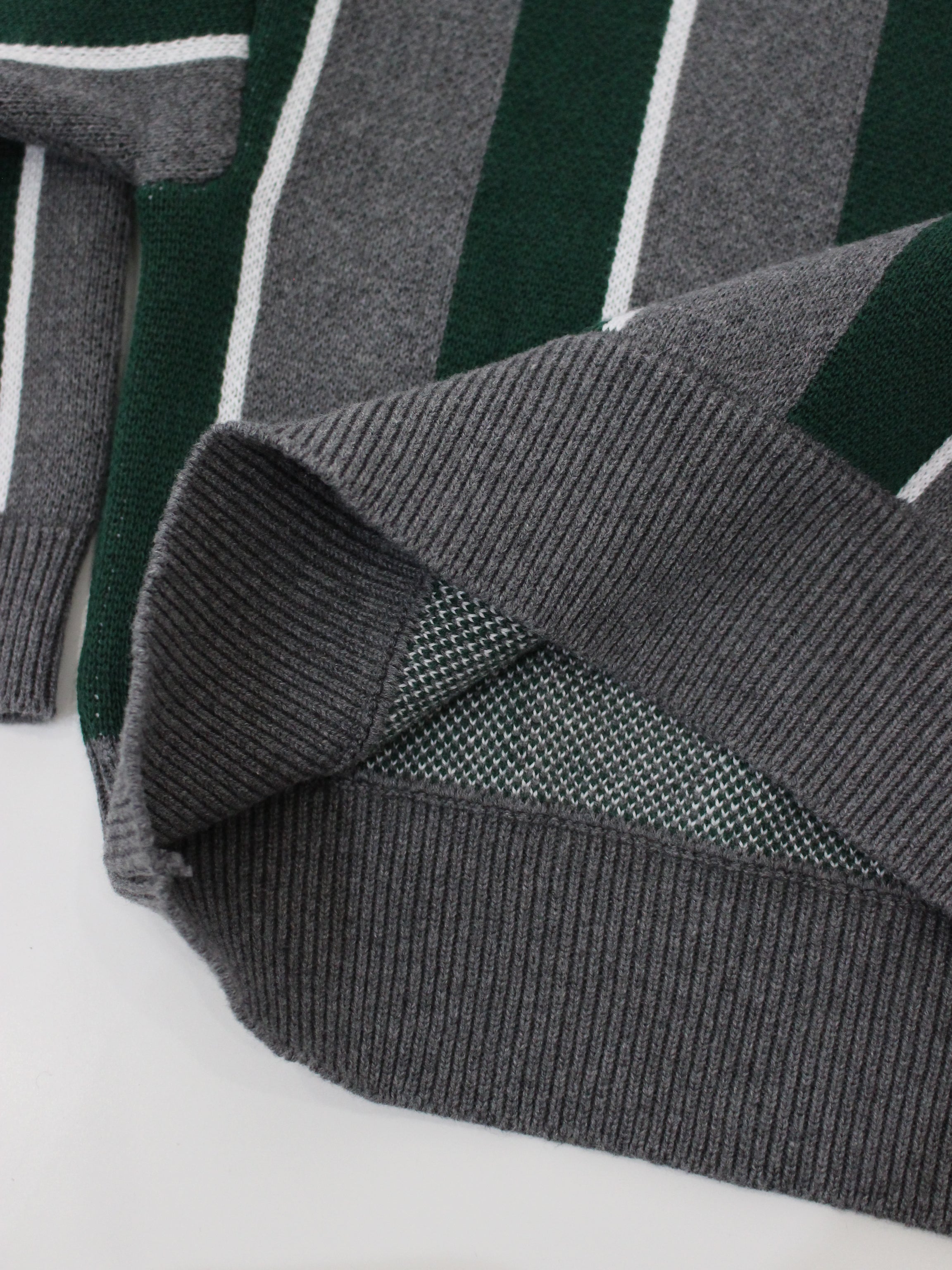 main story  Sporty Knit  Grey Melange Stripe