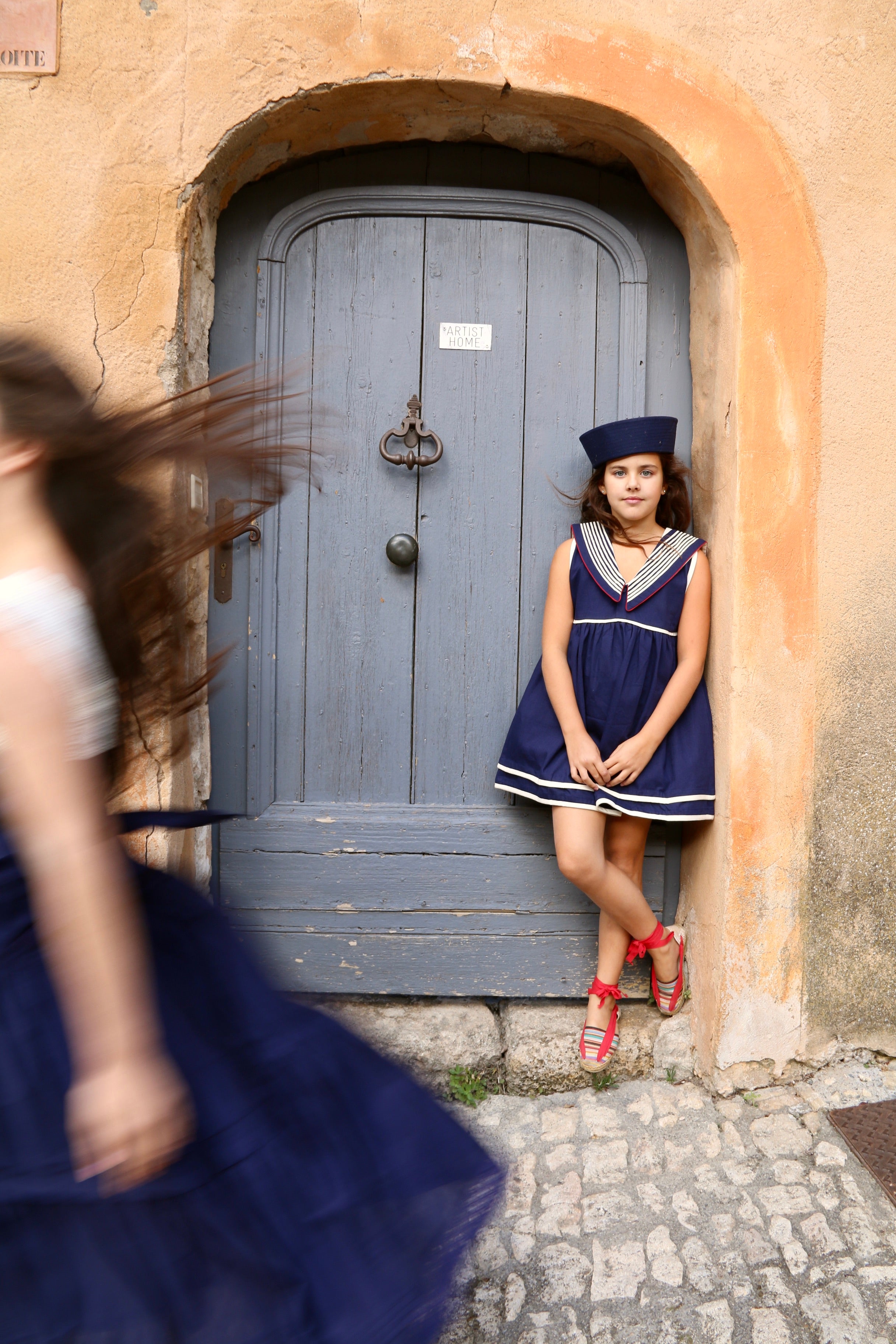 BONJOUR DIARY    Sailor dress Dark navy blue solid Denim