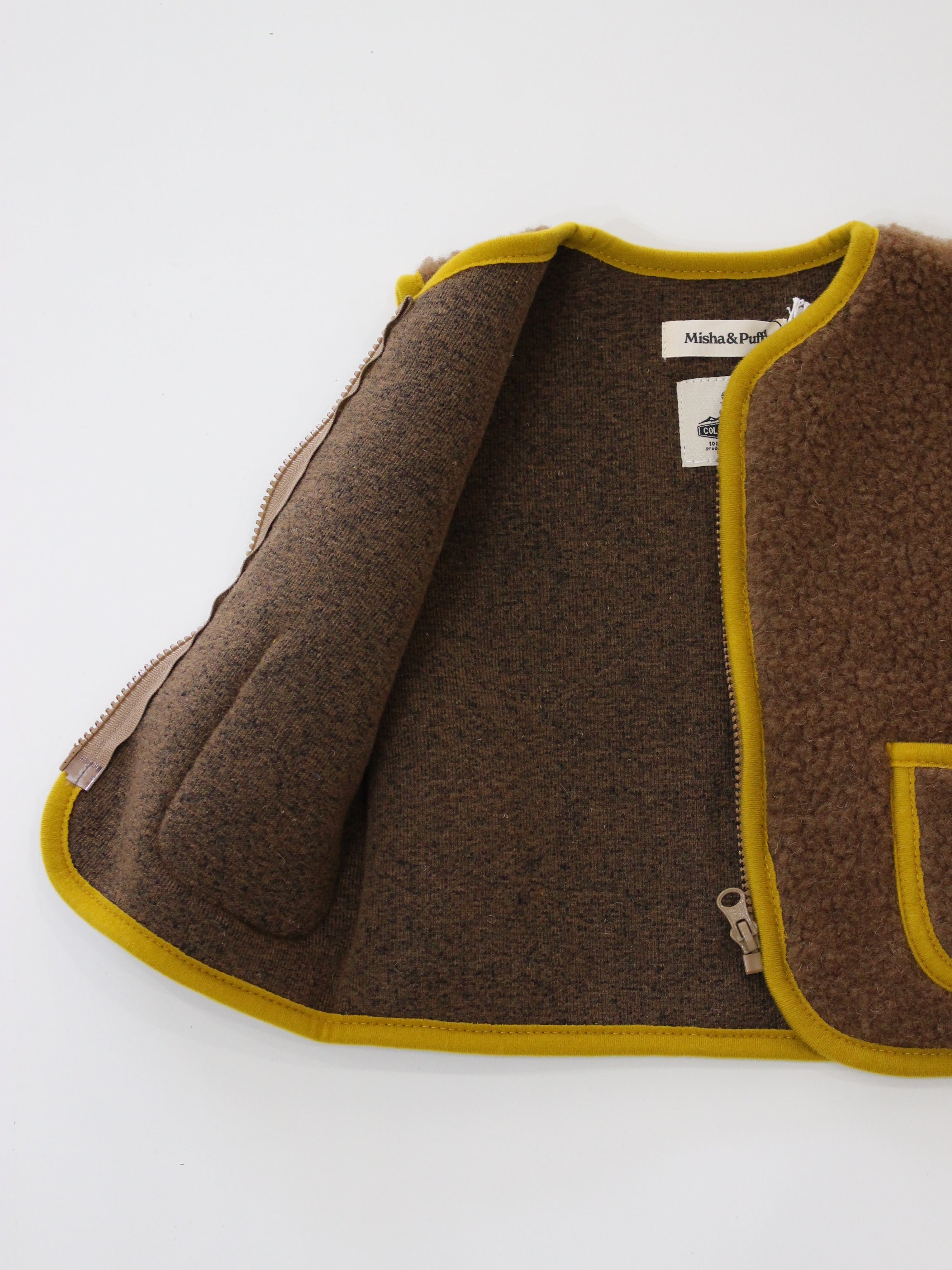 Misha & Puff PEPITKO VEST TEDDY BROWN   26FA Drop2
