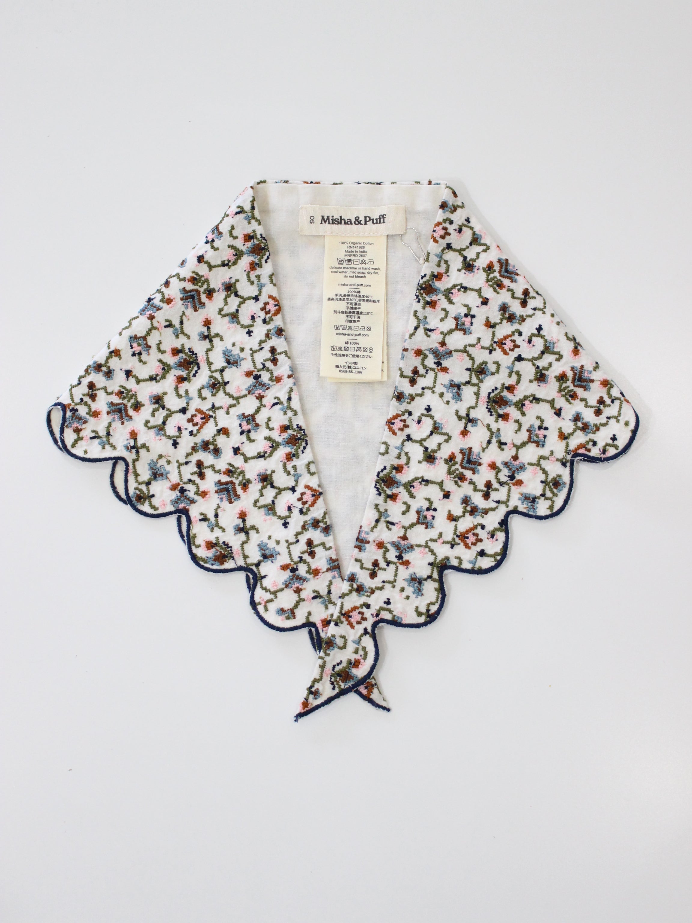 Misha & Puff EMBROIDERED SCALLOP SCARF STRING   26FA Drop2