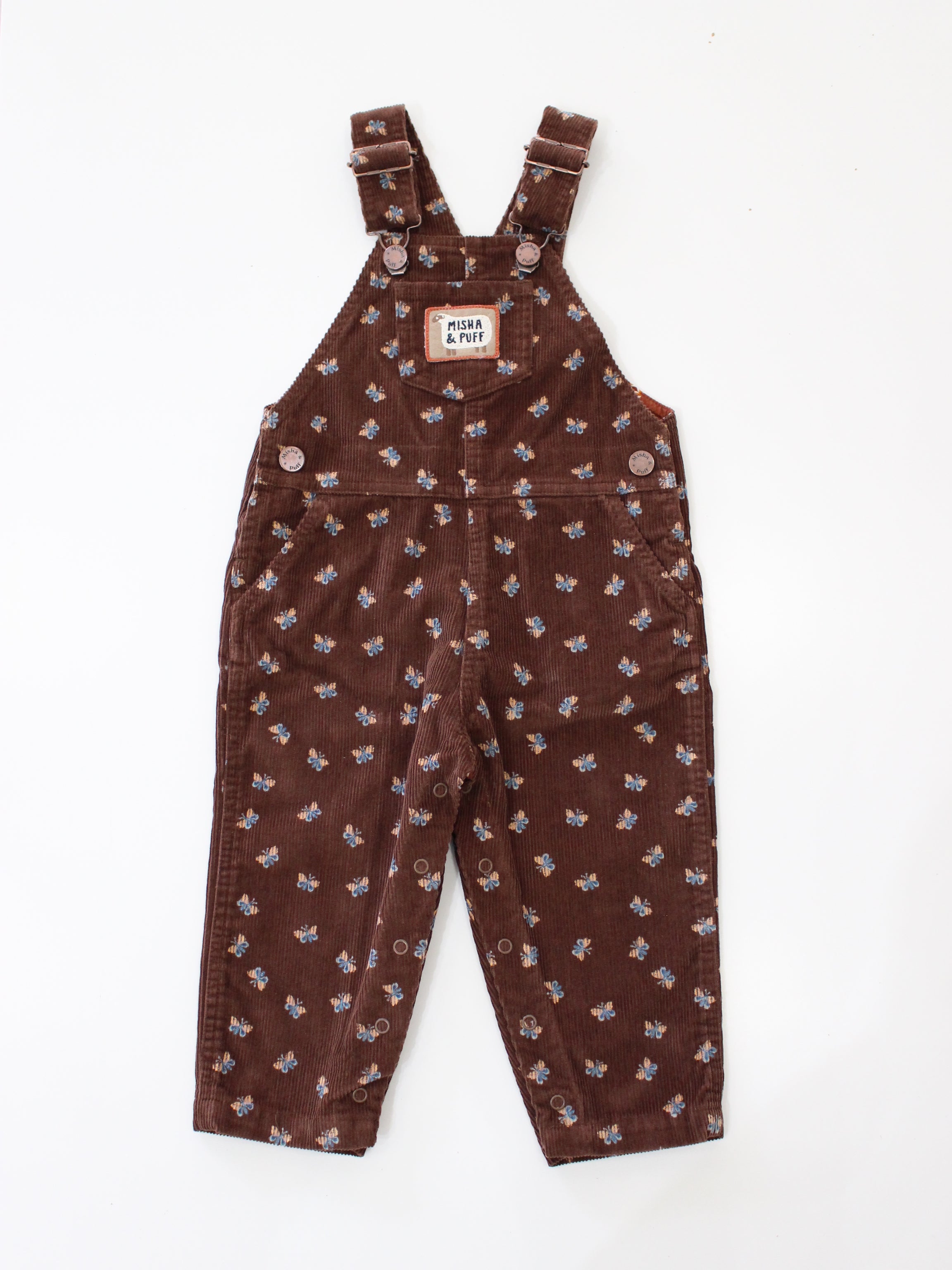 Misha & Puff   BABY CORDUROY CARPENTER OVERALLB DARK ROAST MARIPOSA   26FA Drop2