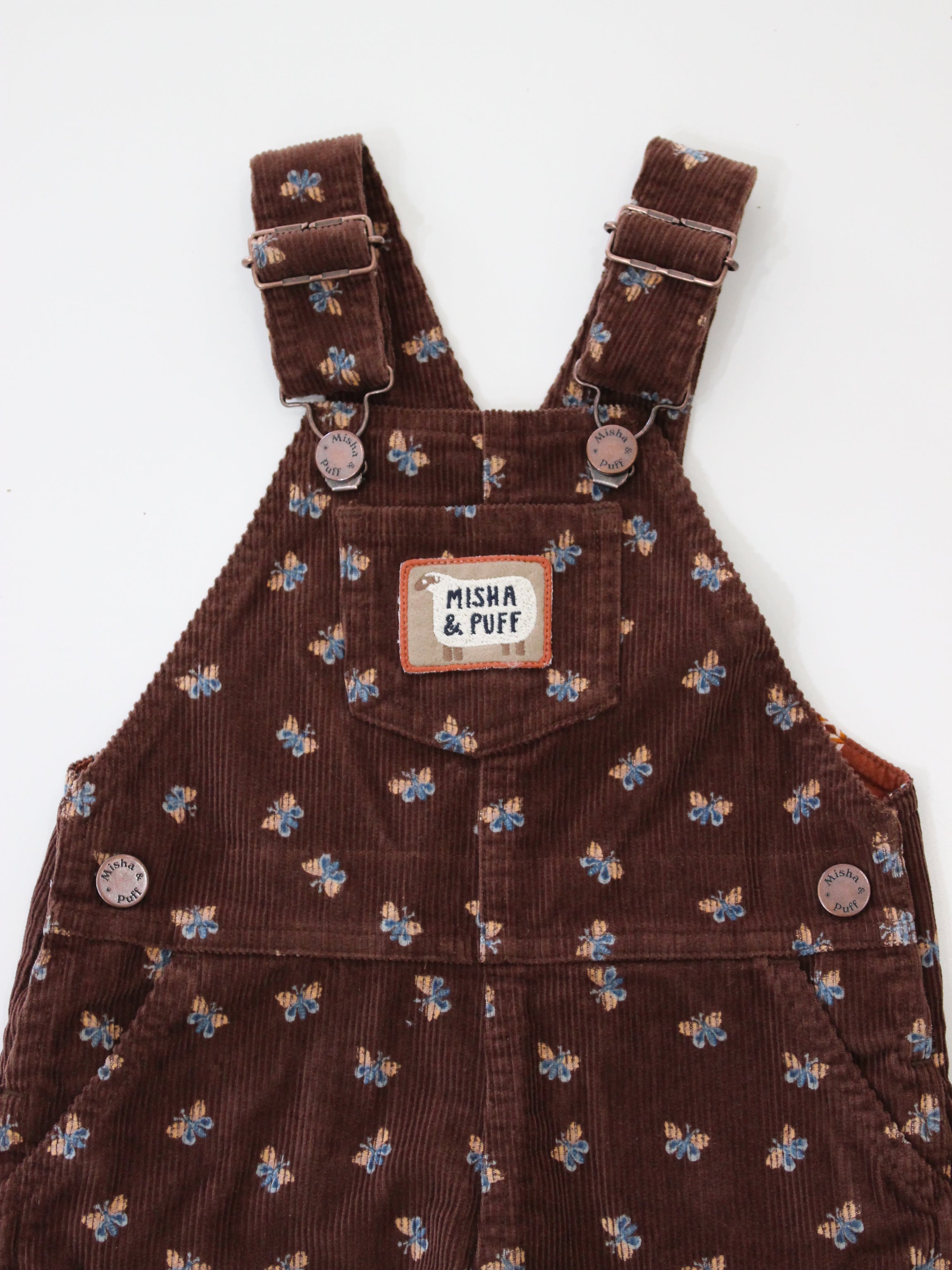 Misha & Puff   BABY CORDUROY CARPENTER OVERALLB DARK ROAST MARIPOSA   26FA Drop2
