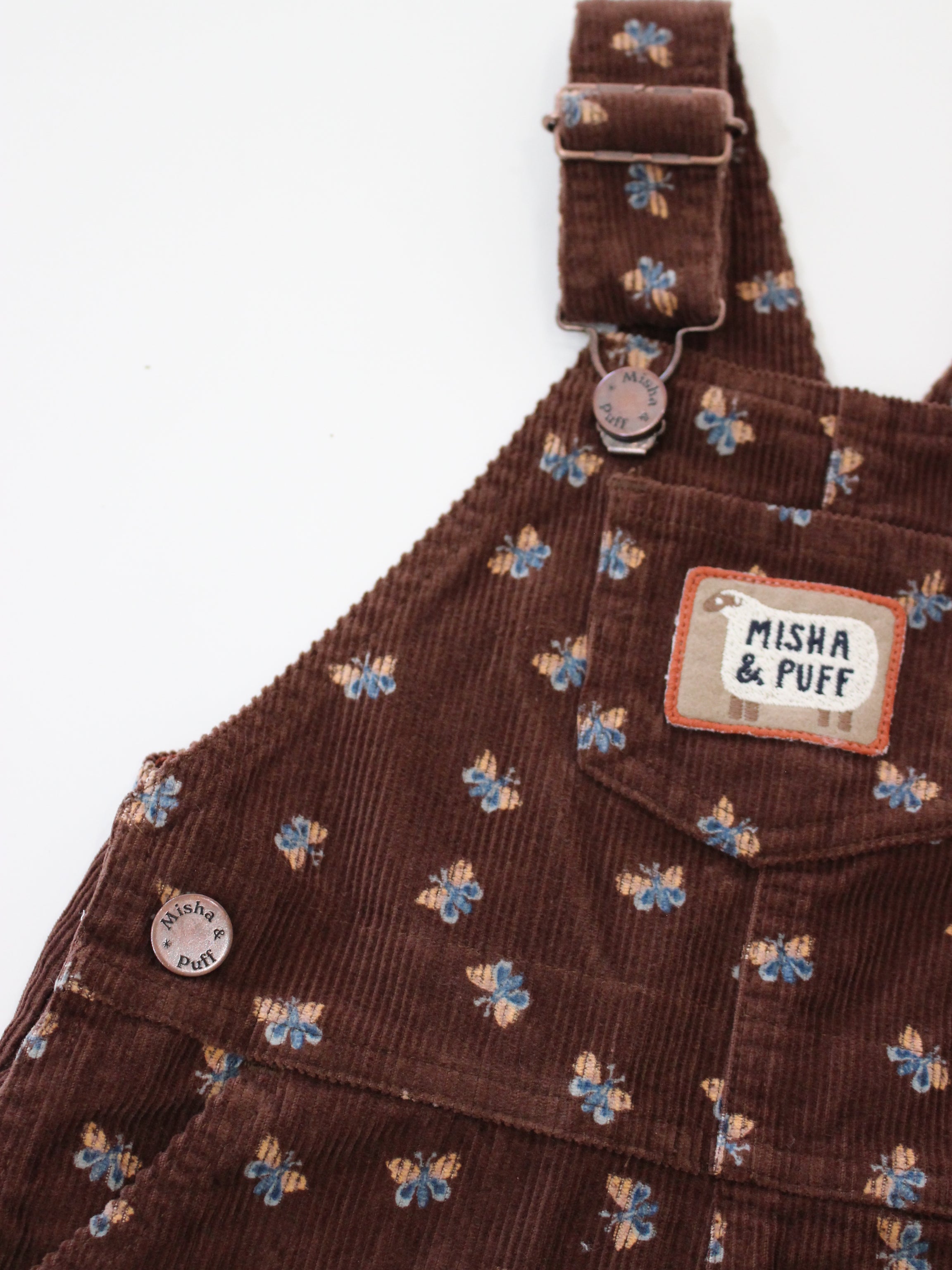 Misha & Puff   BABY CORDUROY CARPENTER OVERALLB DARK ROAST MARIPOSA   26FA Drop2