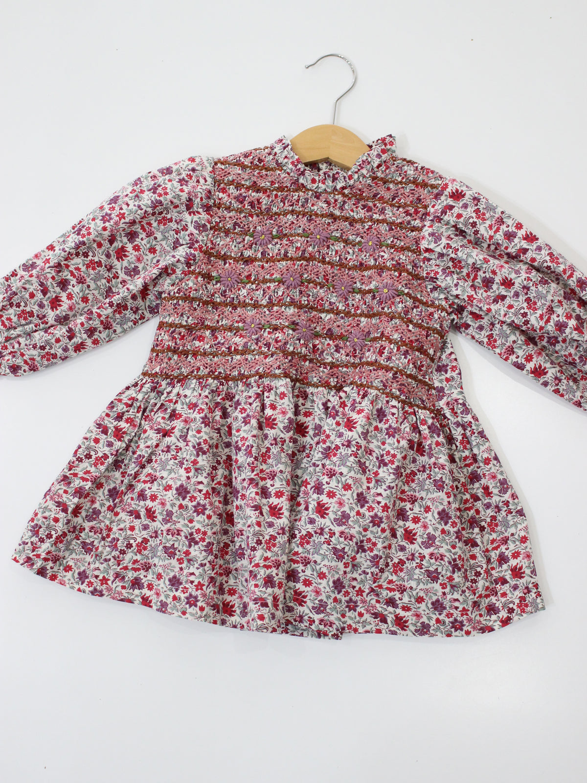 BONJOUR DIARY  Handsmock blouse with collar Flowers field print