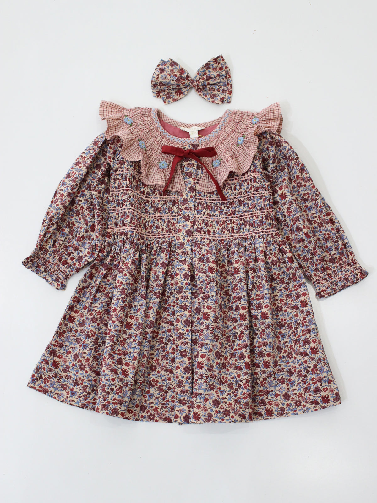 BONJOUR DIARY  Tunic with hair clip Blue flower field print