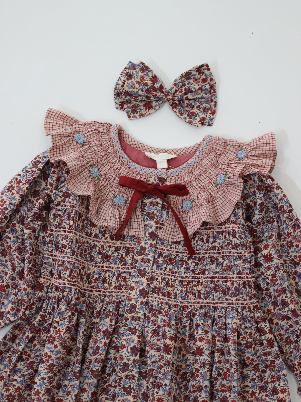 BONJOUR DIARY  Tunic with hair clip Blue flower field print