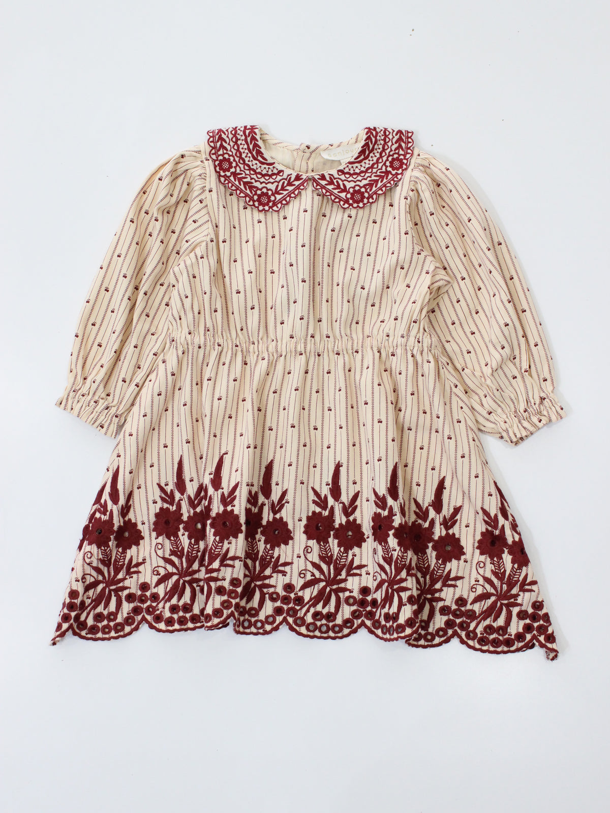 BONJOUR DIARY  Embroidered dress Provencal print - denim eyelette