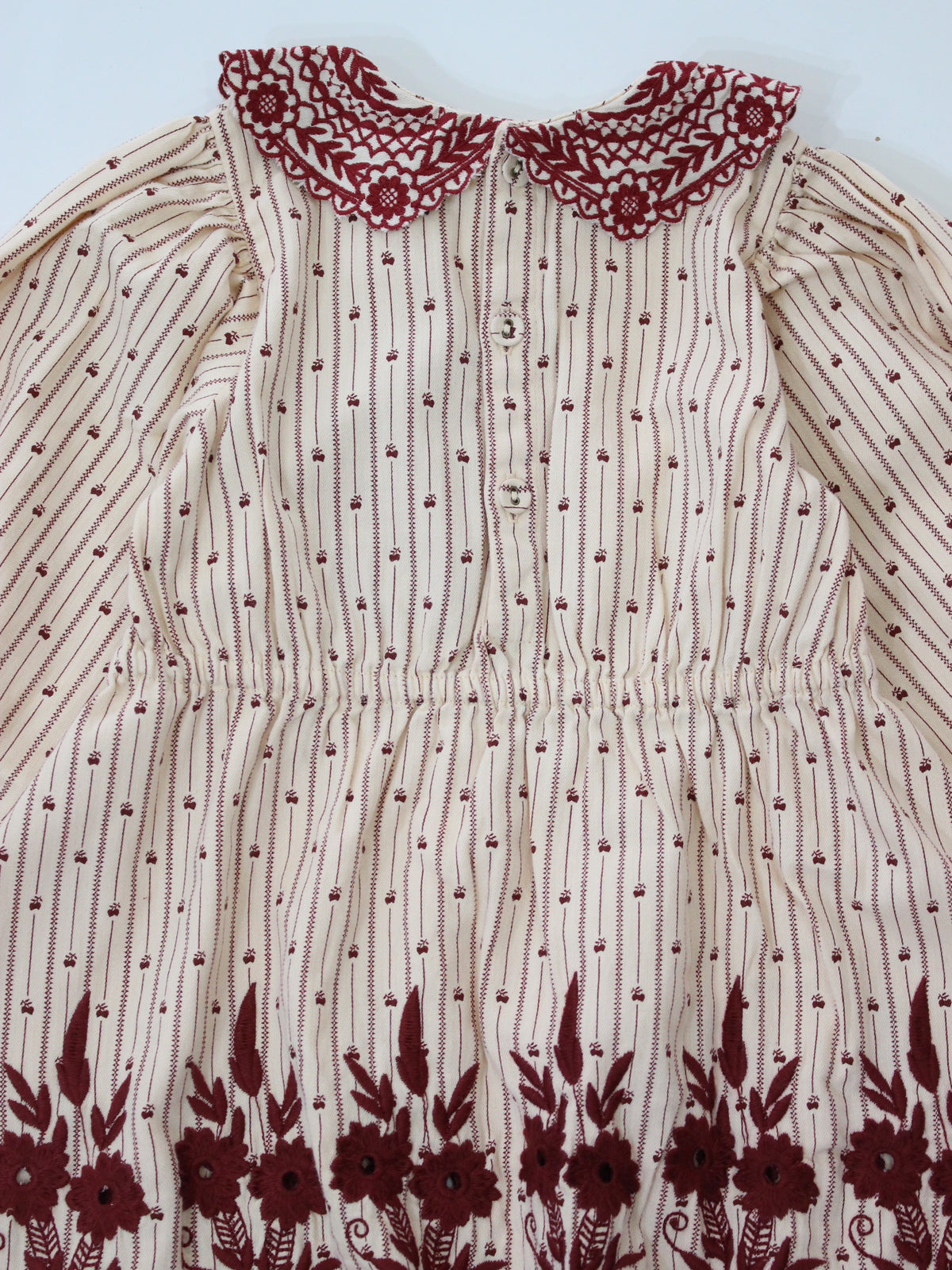 BONJOUR DIARY  Embroidered dress Provencal print - denim eyelette
