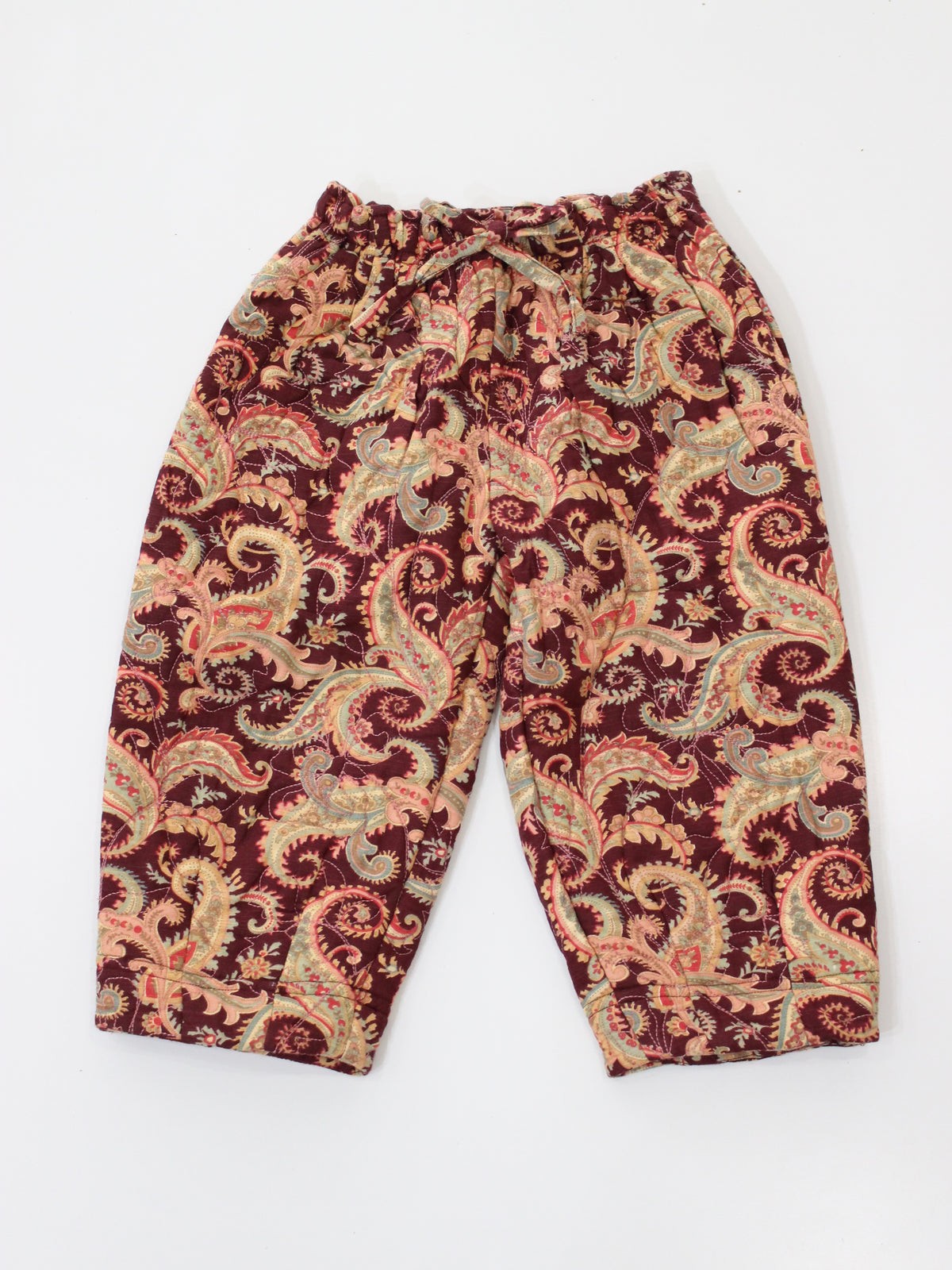 BONJOUR DIARYか  Quilted pant Burgundy cashmere print - organic slub