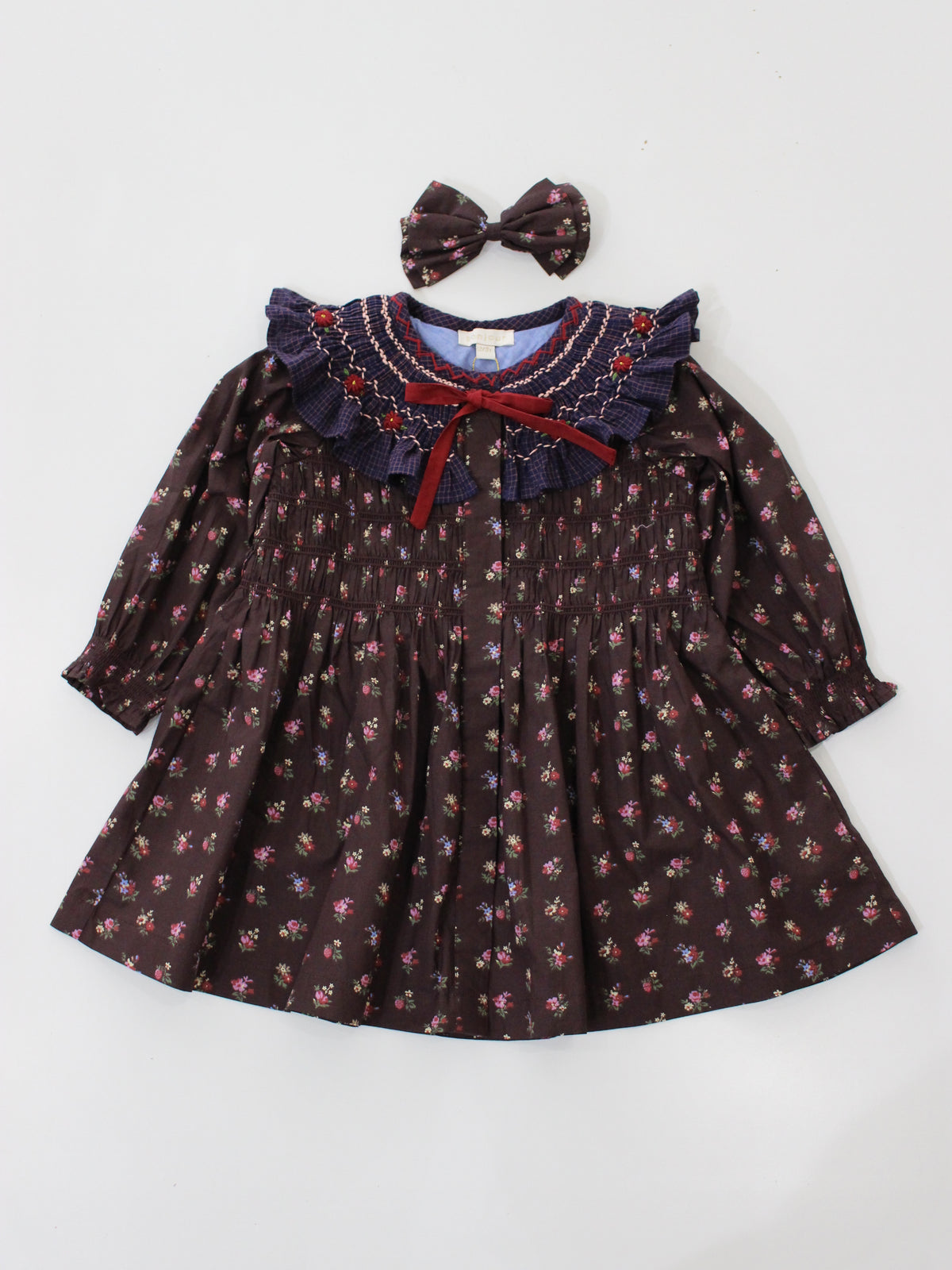 BONJOUR DIARY  Tunic with hair clips Little bouquet print