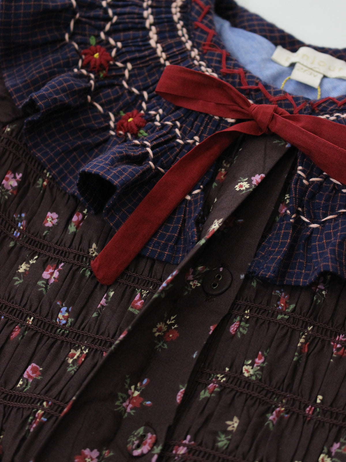 BONJOUR DIARY  Tunic with hair clips Little bouquet print