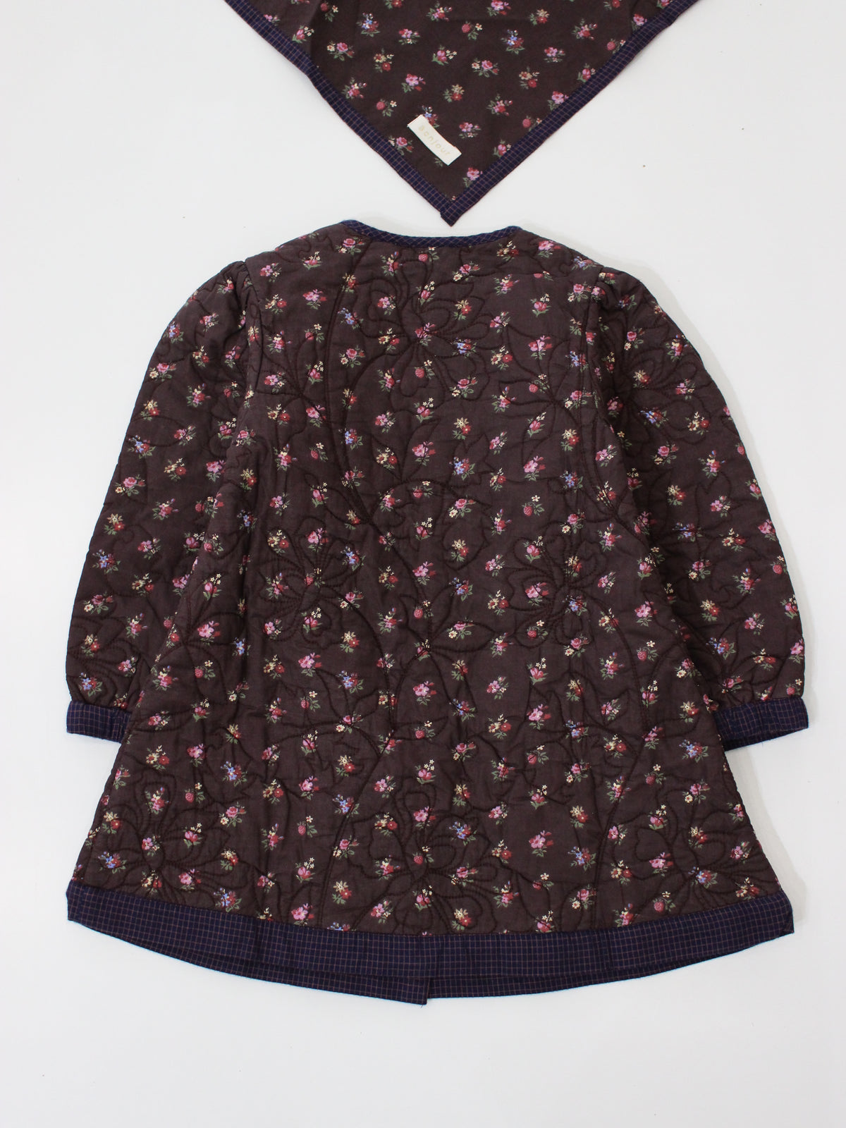 BONJOUR DIARY  Quilted dress coat with scarf Little bouquet print