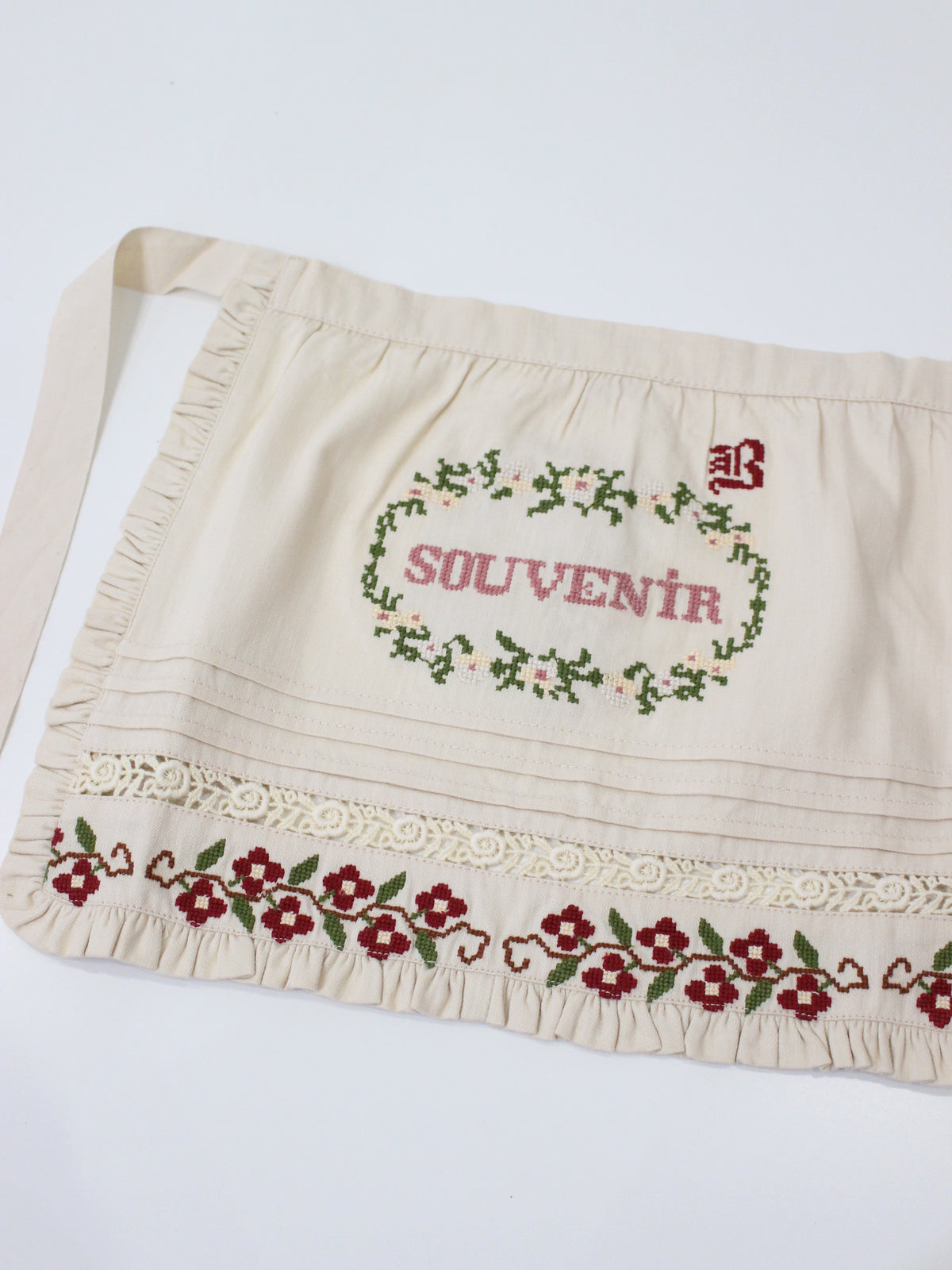 BONJOUR DIARY  Apron with multi color embIvory denim