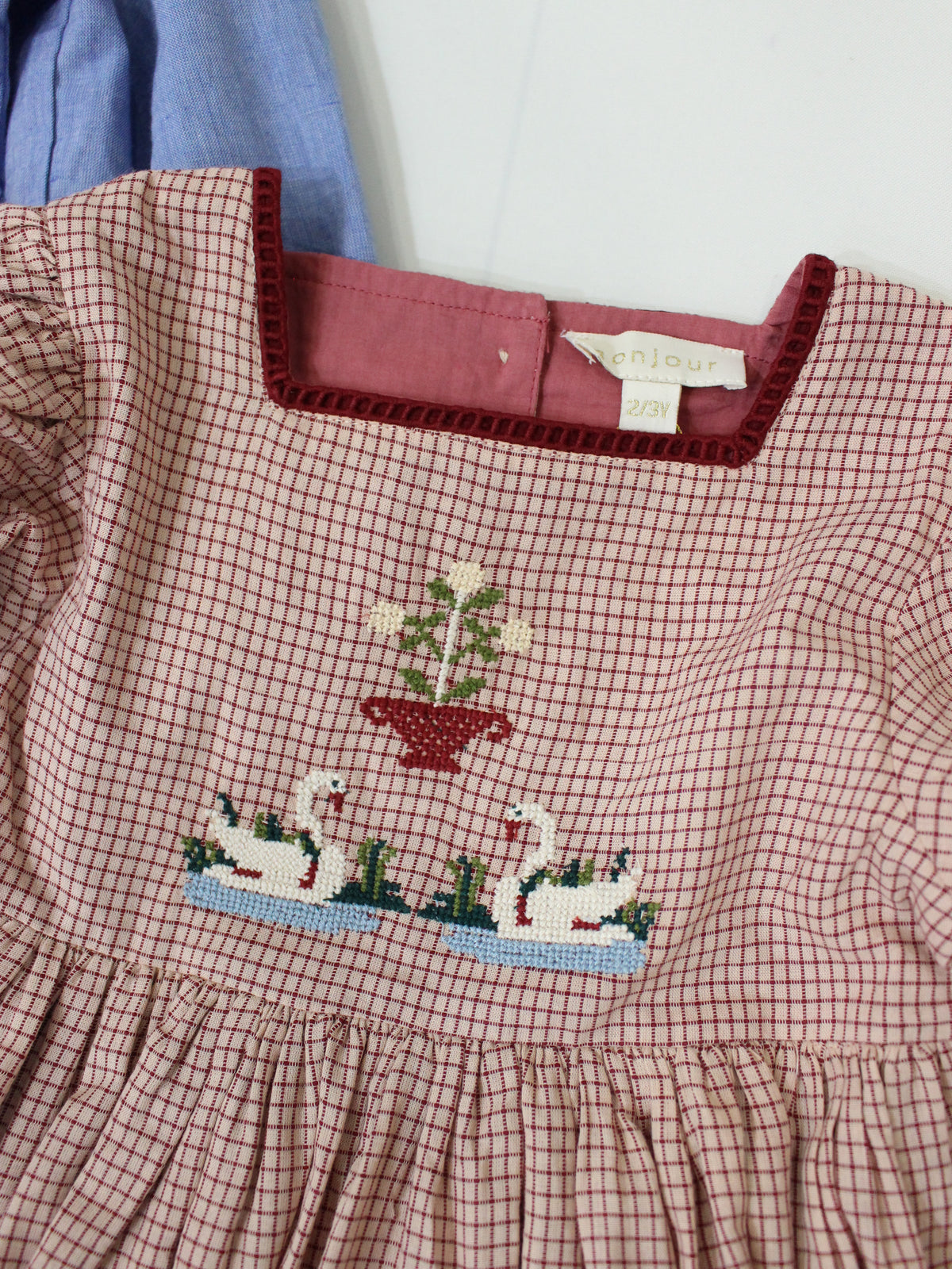 BONJOUR DIARY  Embroidered dress Nude check