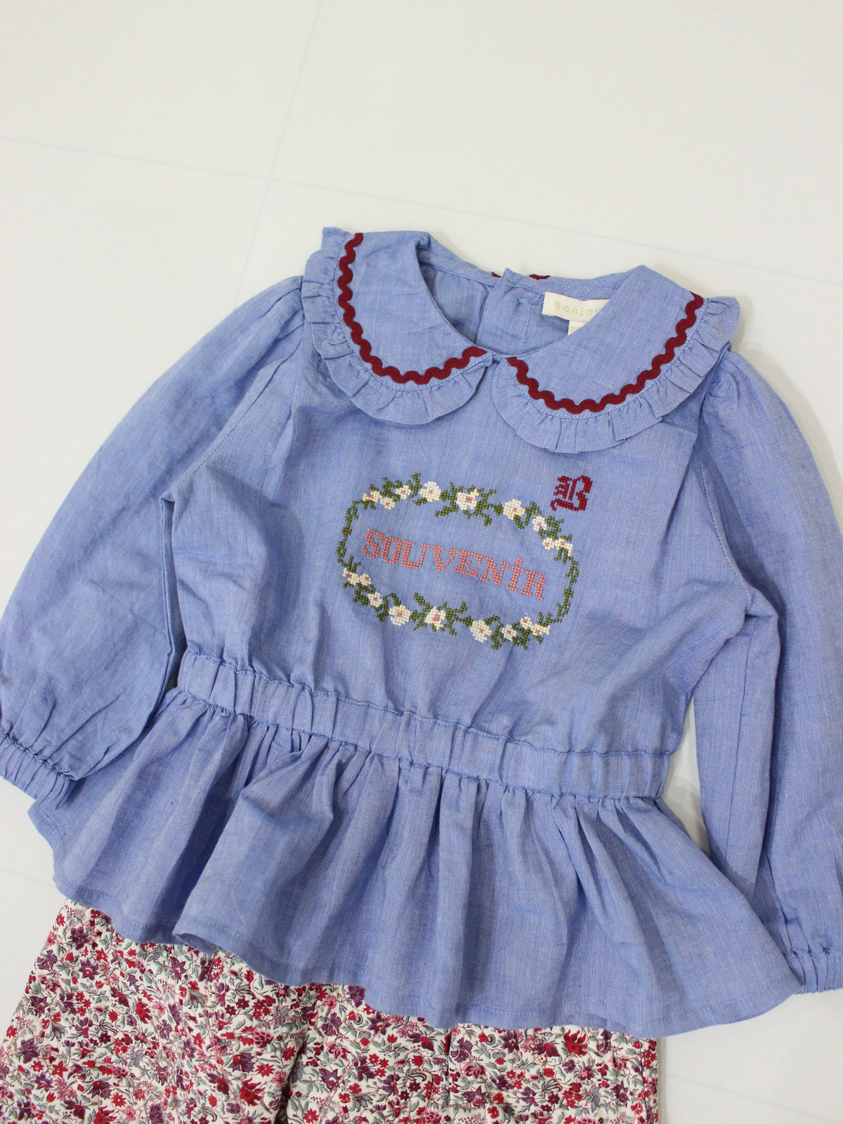 BONJOUR DIARY  Embroidered blouse Blue chambray